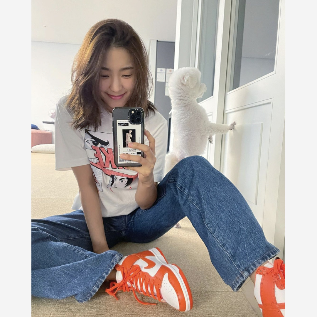 (W) Nike Dunk High Orange Blaze, Nike Dunk High Retro Orange Blaze 착용 스타일 - 2