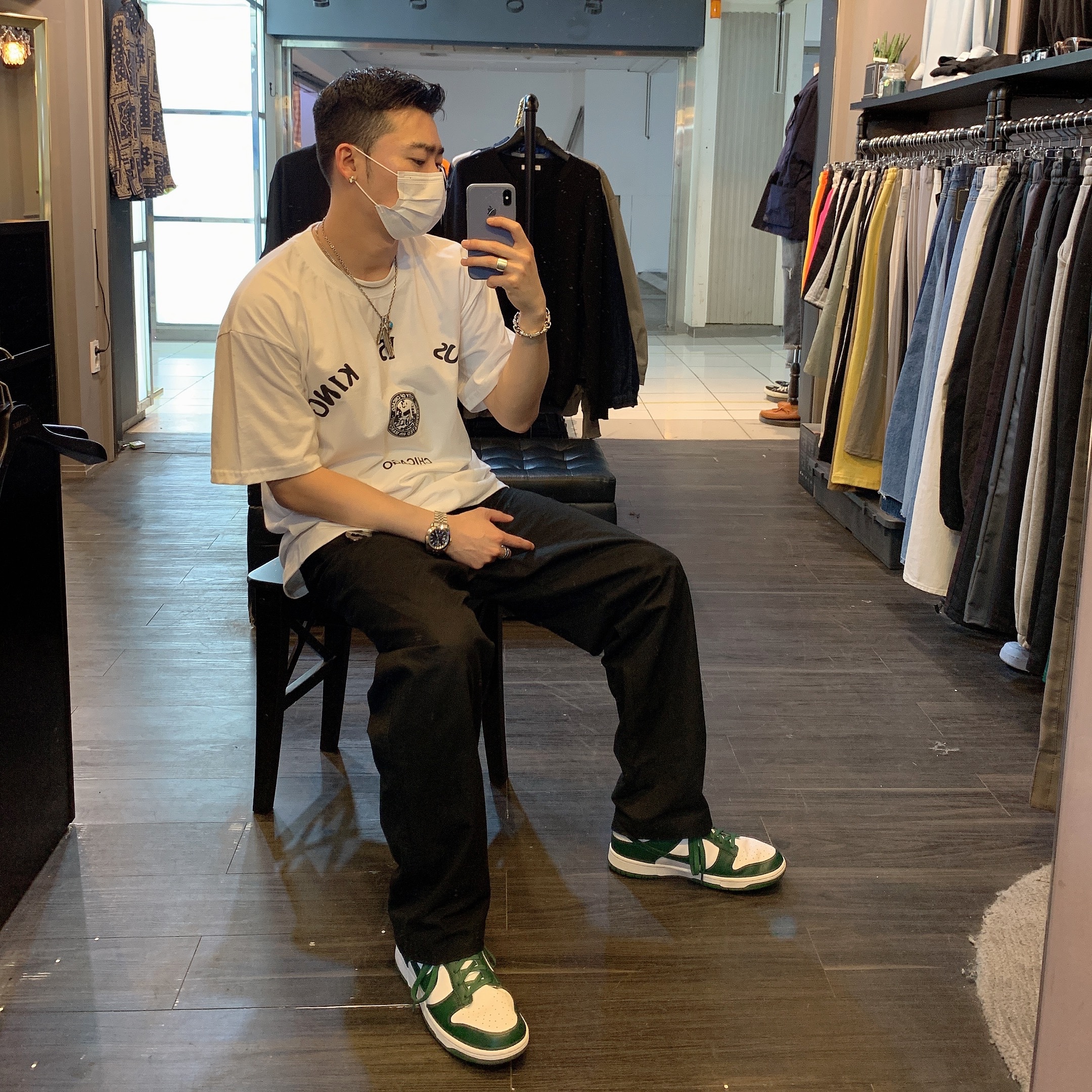 Nike Dunk Low Retro Varsity Green 착용 스타일