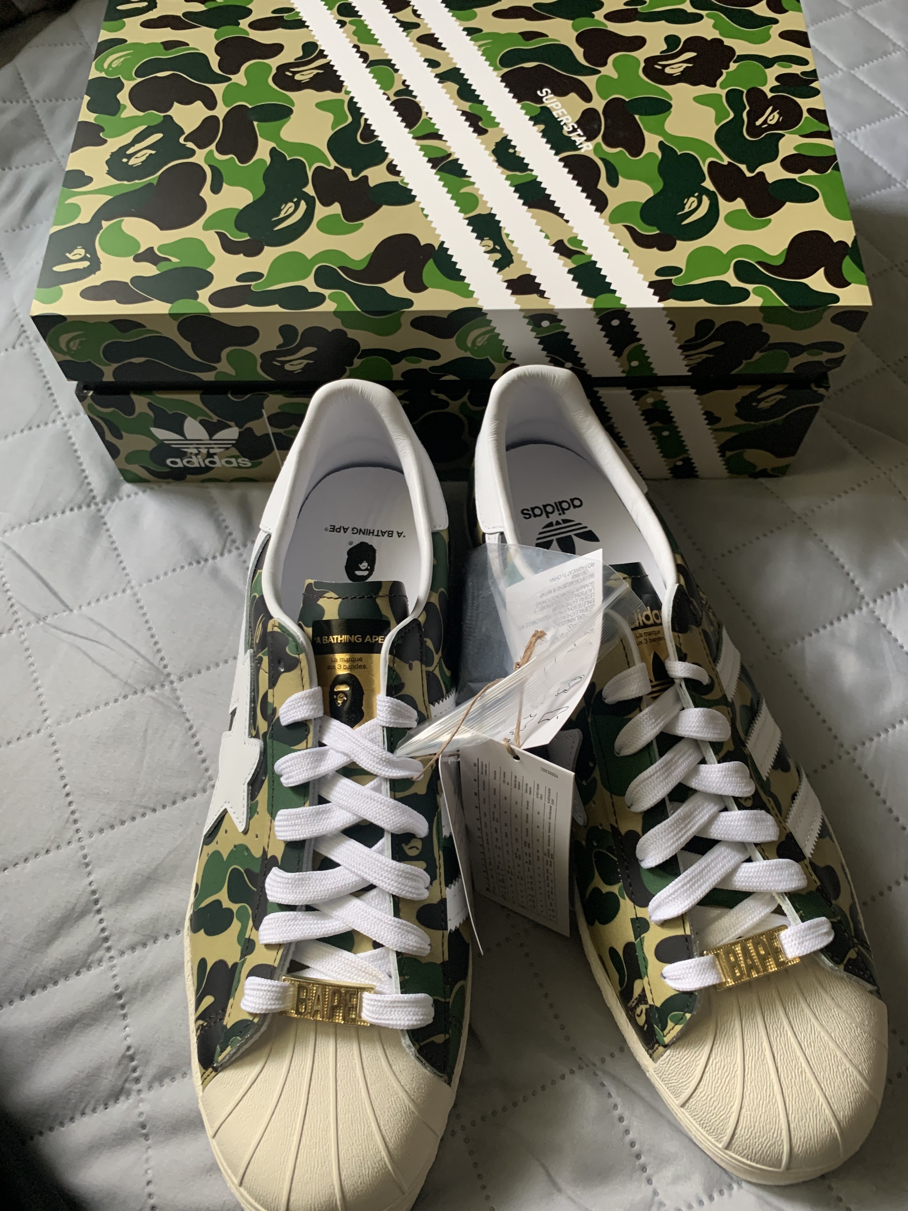 Adidas x BAPE Superstar 80s Green Camo 착용 스타일 - 2