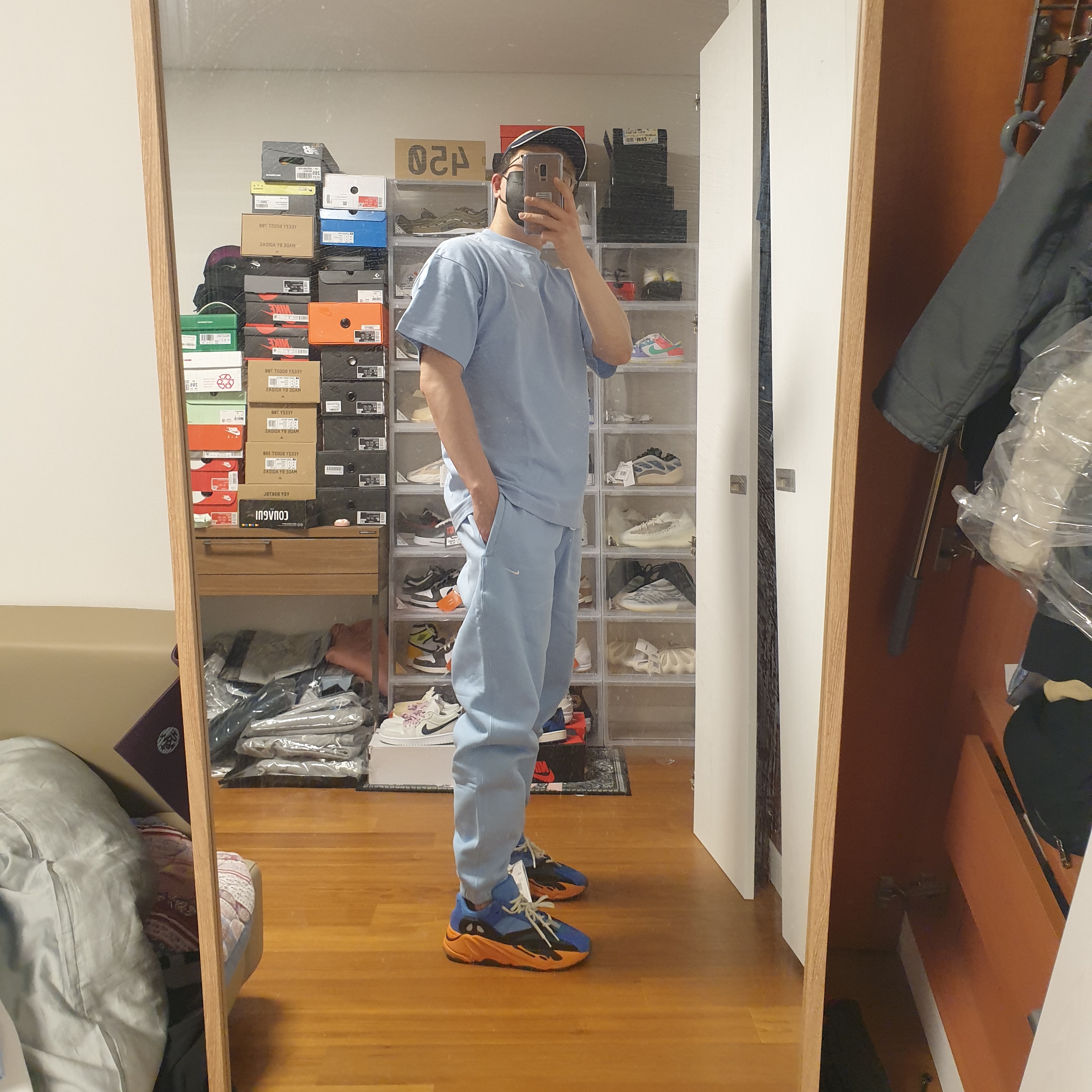 Nike NRG Solo Swoosh Fleece Pants Psychic Blue - US/EU, Nike NRG Solo Swoosh T-Shirt Psychic Blue - US/EU 착용 스타일 - 3