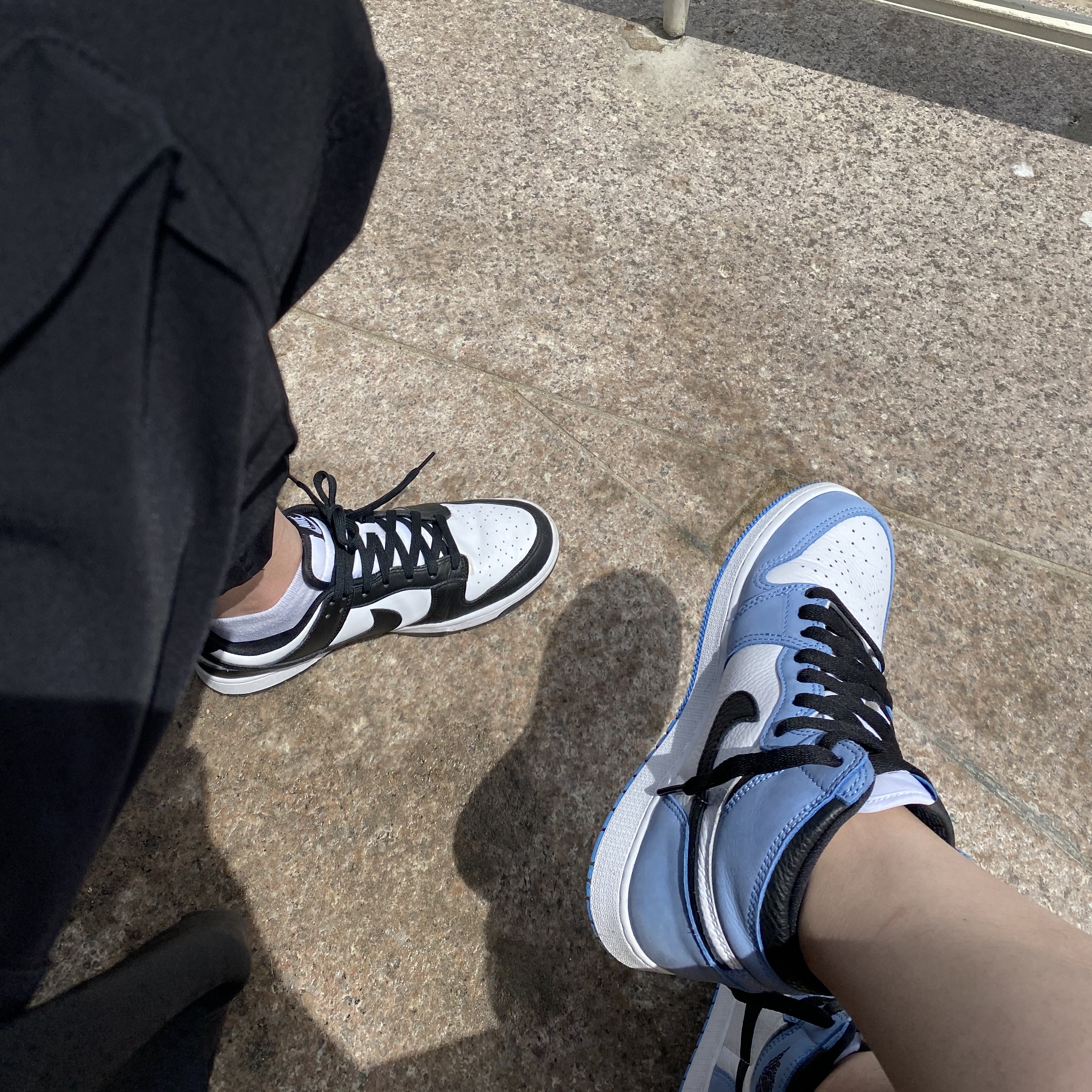 (GS) Jordan 1 Retro High OG University Blue, Nike Dunk Low Retro Black 착용 스타일