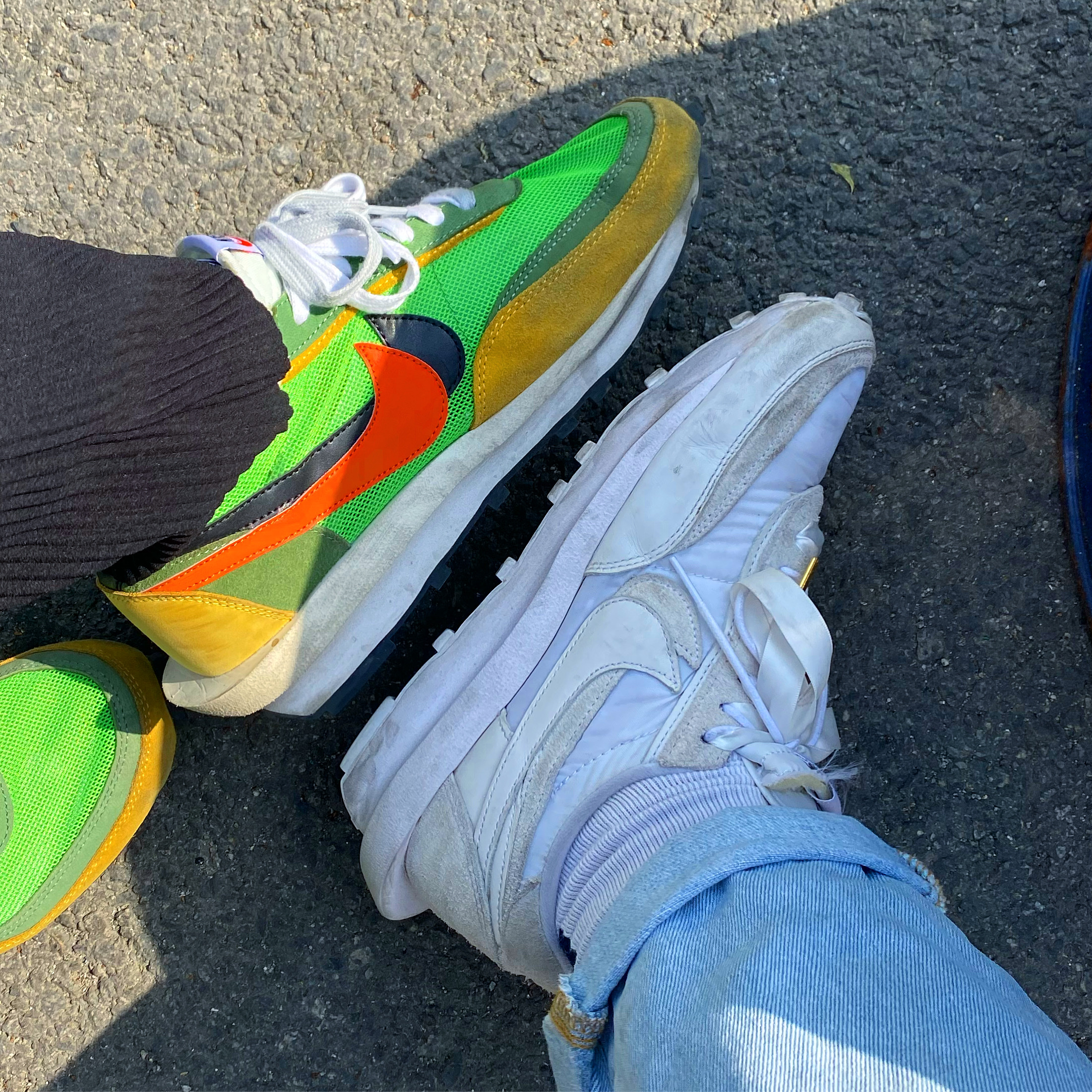 Nike x Sacai LDWaffle Green Multi, Nike x Sacai LDWaffle White Nylon 착용 스타일