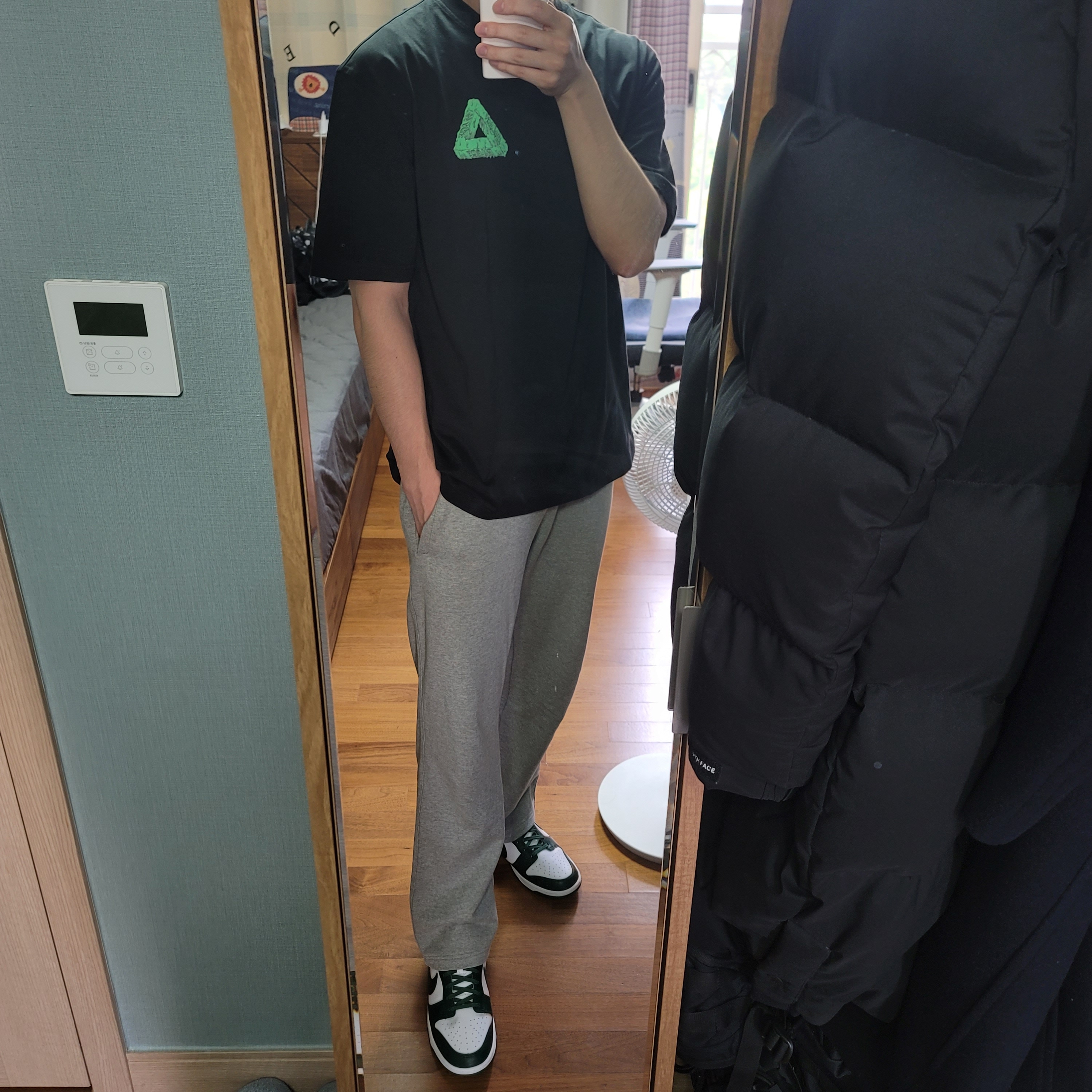 Nike Dunk Low Retro Varsity Green, Palace Tri-Slime T-Shirt Black - 21SS 착용 스타일 - 2