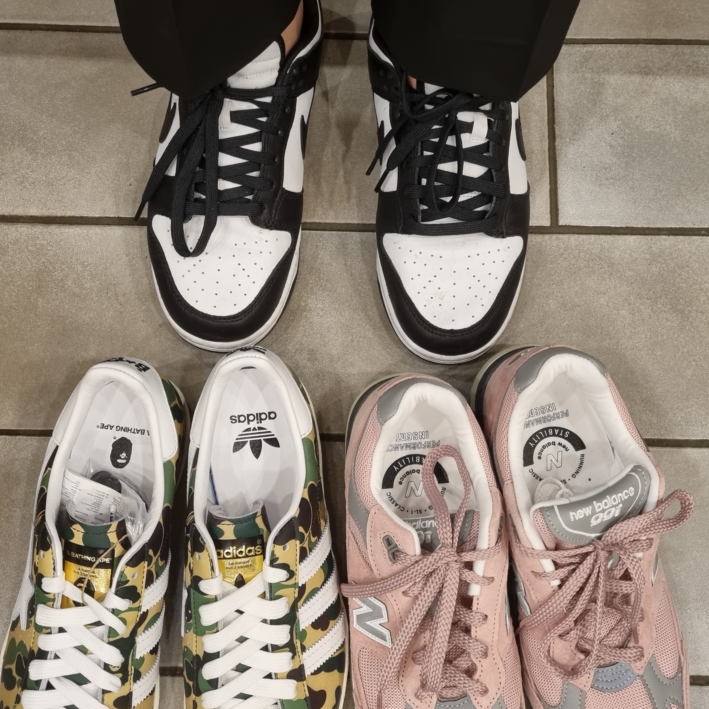 Nike Dunk Low Retro Black, New Balance 991 Made in UK Shy Pink 착용 스타일