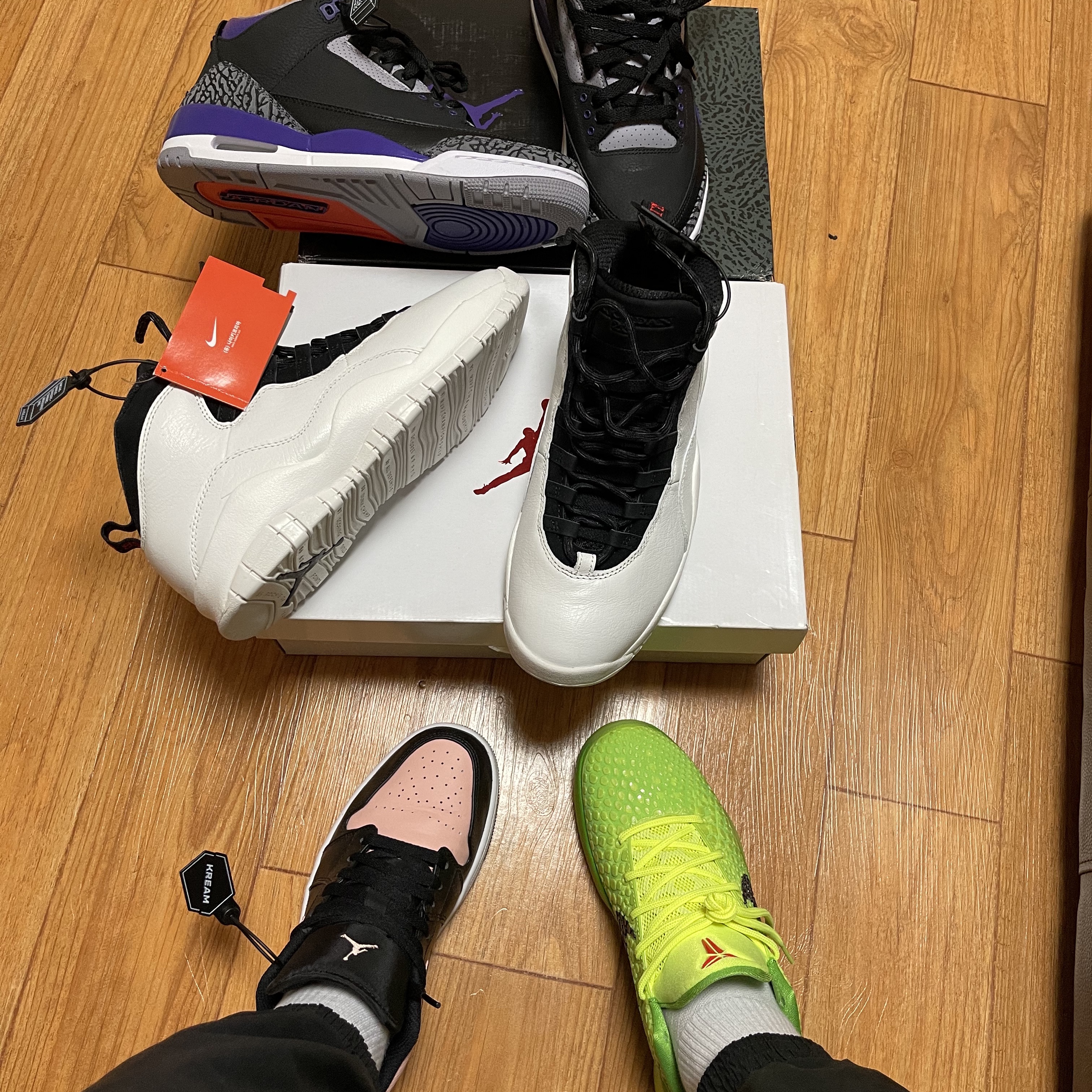 Jordan 3 Retro Court Purple, Jordan 10 Retro I'm Back 착용 스타일