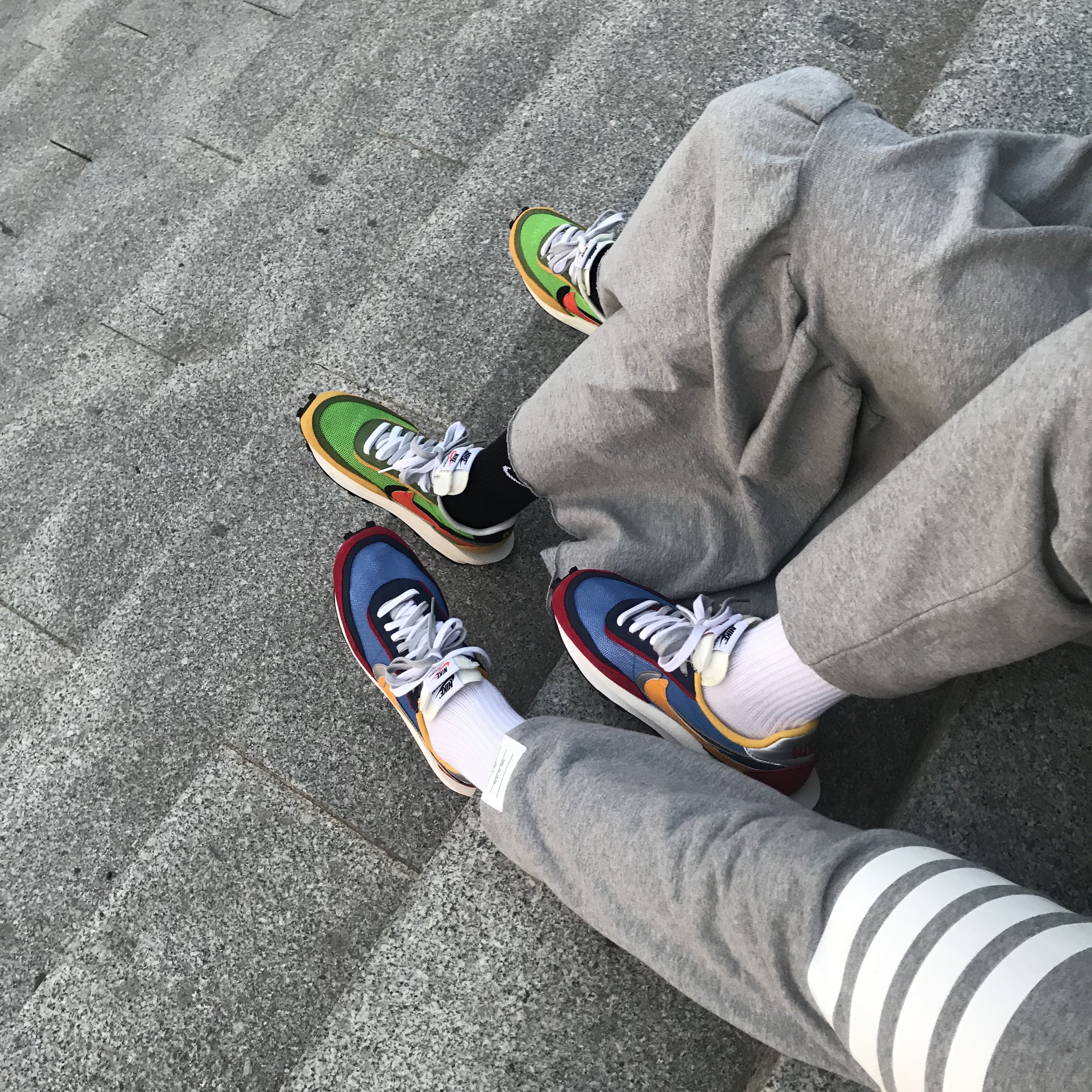 Nike x Sacai LDWaffle Green Multi, Nike x Sacai LDWaffle Blue Multi 착용 스타일