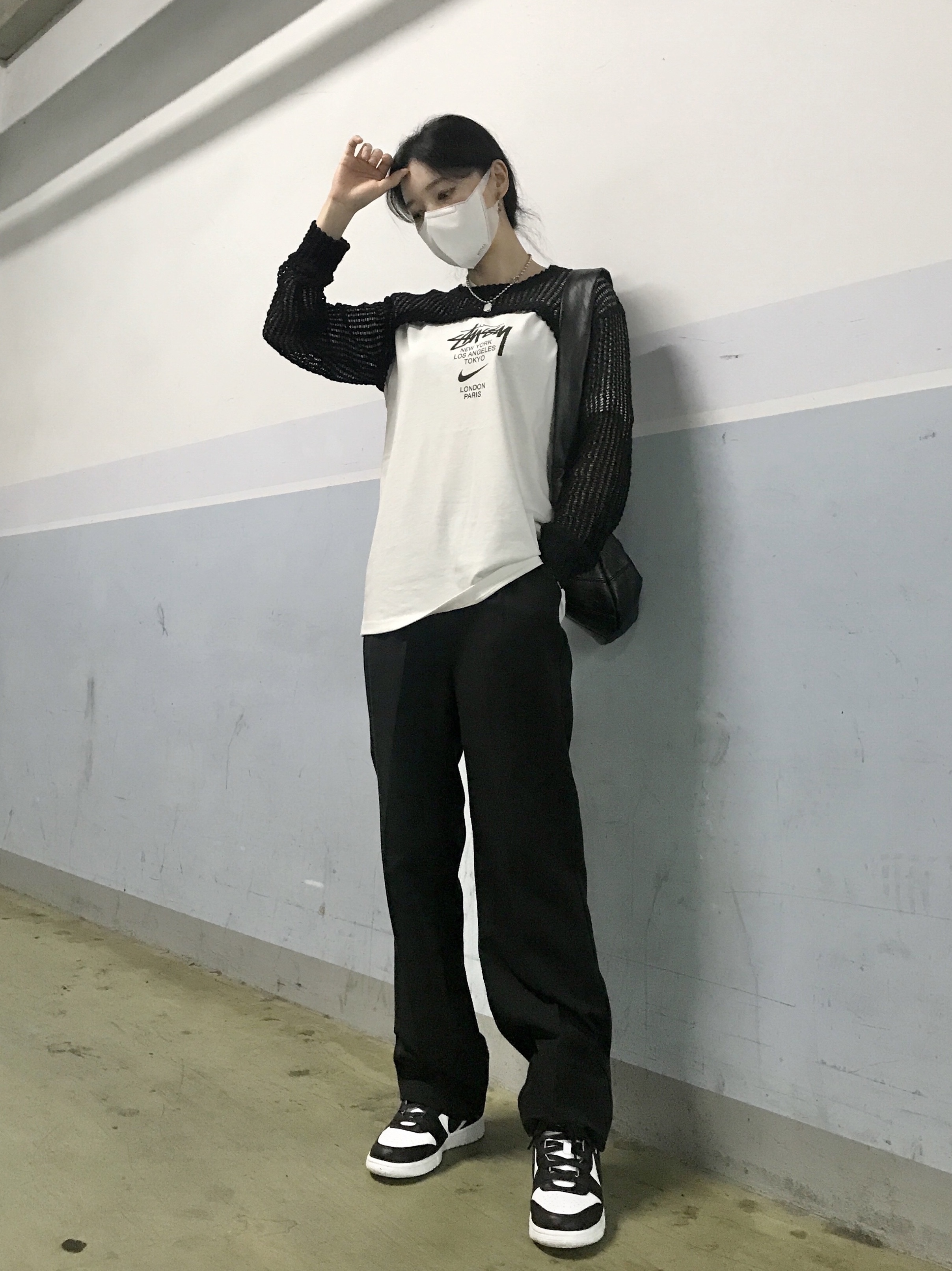 Nike x Ambush Dunk High Black, Nike x Stussy WT T-Shirt White - Asia 착용 스타일