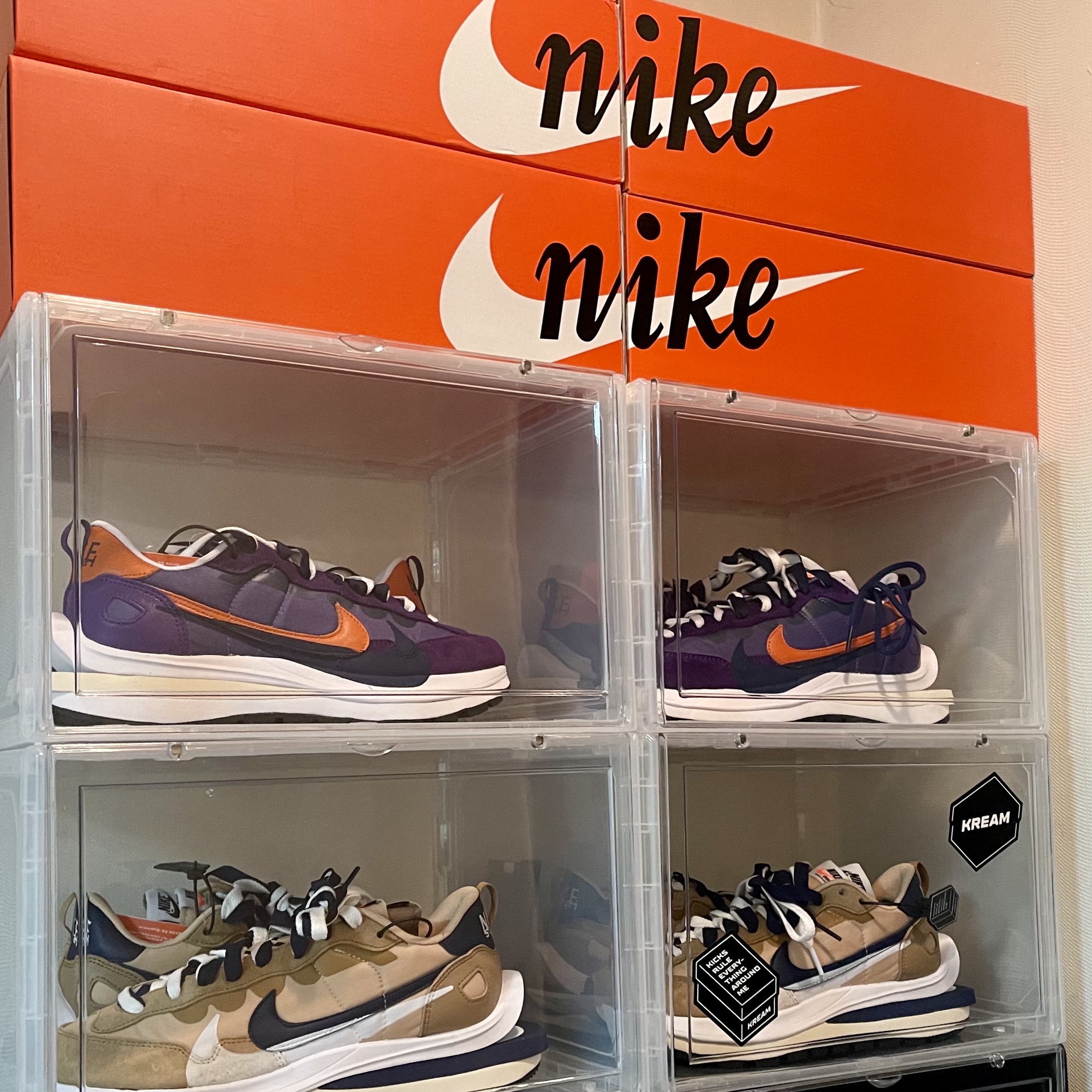 Nike x Sacai VaporWaffle Dark Iris, Nike x Sacai VaporWaffle Sesame and Blue Void 착용 스타일 - 1