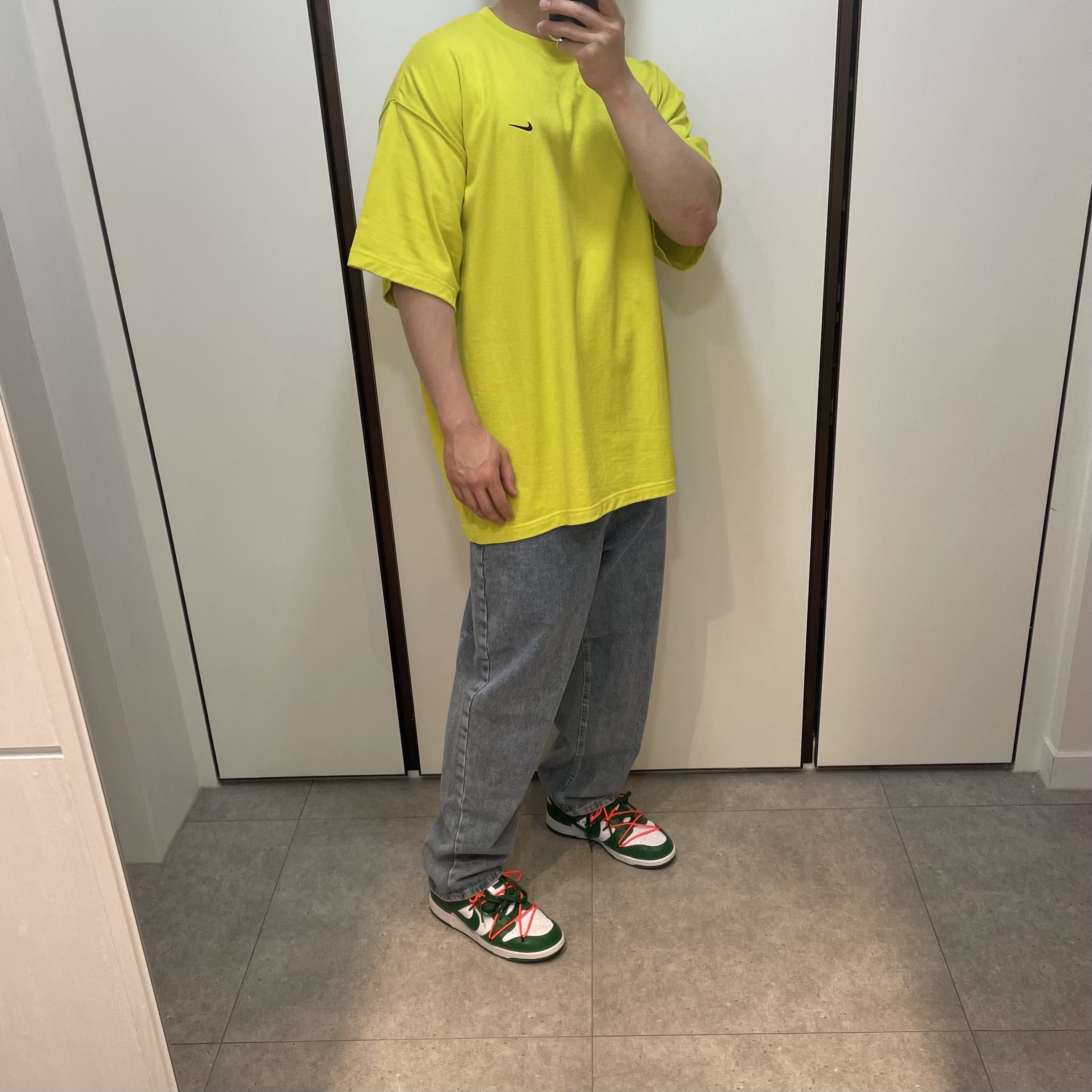 Nike x Off-White Dunk Low Pine Green 착용 스타일