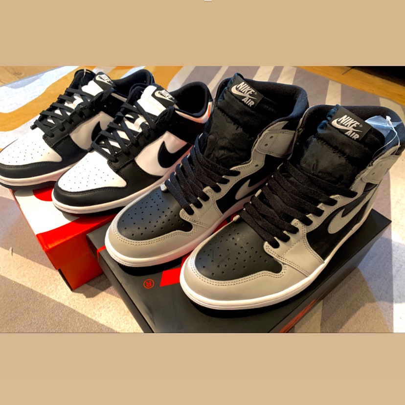 Nike Dunk Low Retro Black, Jordan 1 Retro High OG Shadow 2.0 착용 스타일