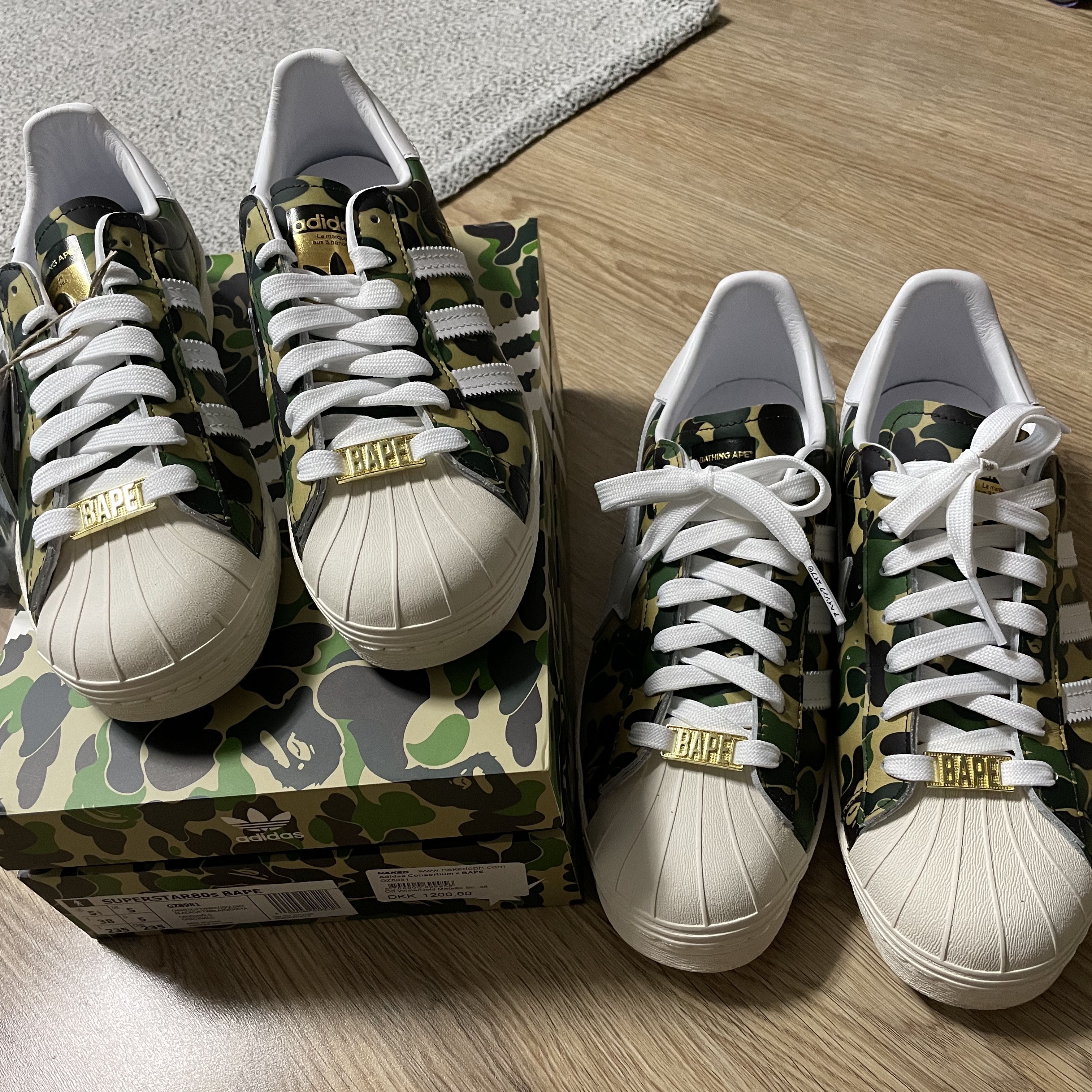 Adidas x BAPE Superstar 80s Green Camo 착용 스타일 - 3