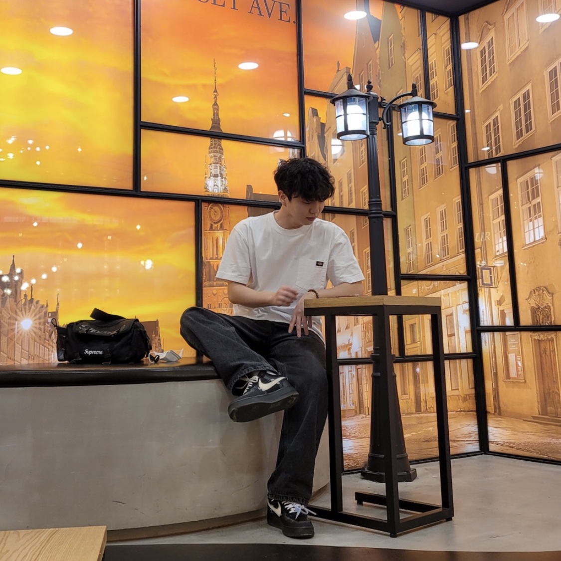 Nike x Off-White Air Force 1 Low Black White, Supreme Mesh Waist Bag Black - 20SS 착용 스타일