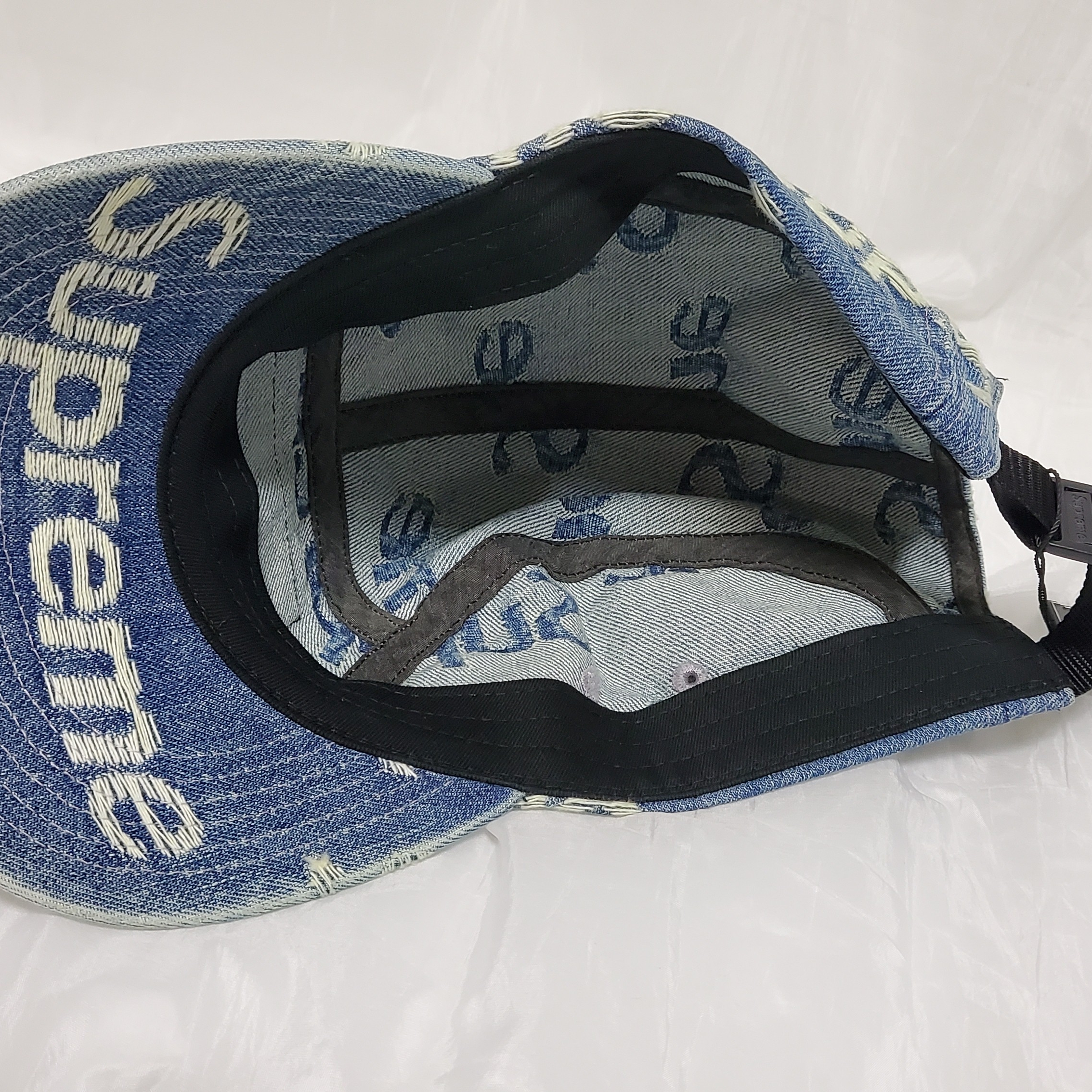 Supreme Frayed Logos Denim Camp Cap Blue - 21SS 착용 스타일 - 2