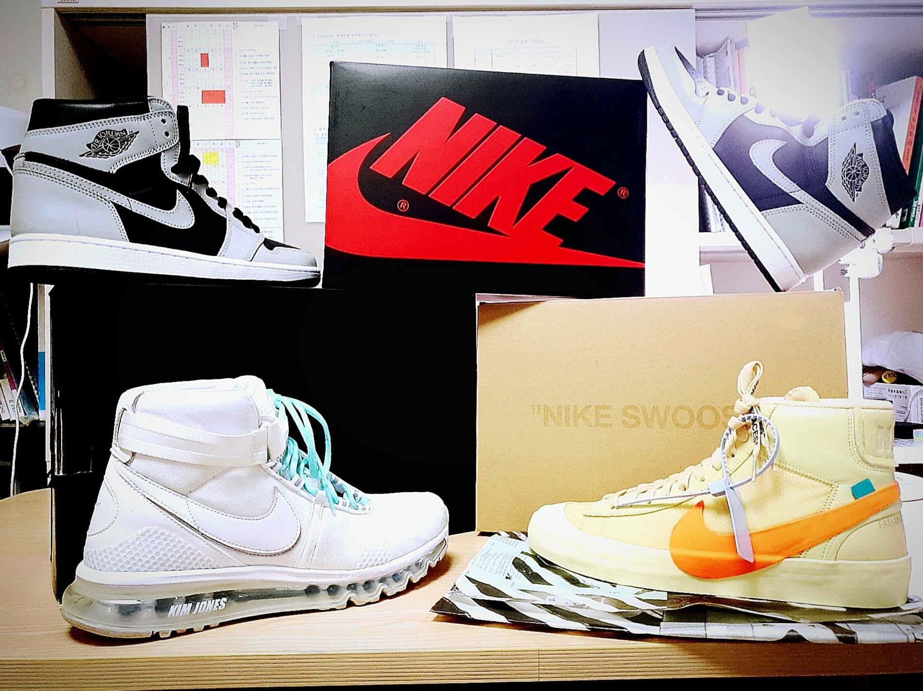 Nike x Off-White Blazer Mid Off-White All Hallow's Eve, Nike x Kim Jones Air Max 360 High KJ White 착용 스타일