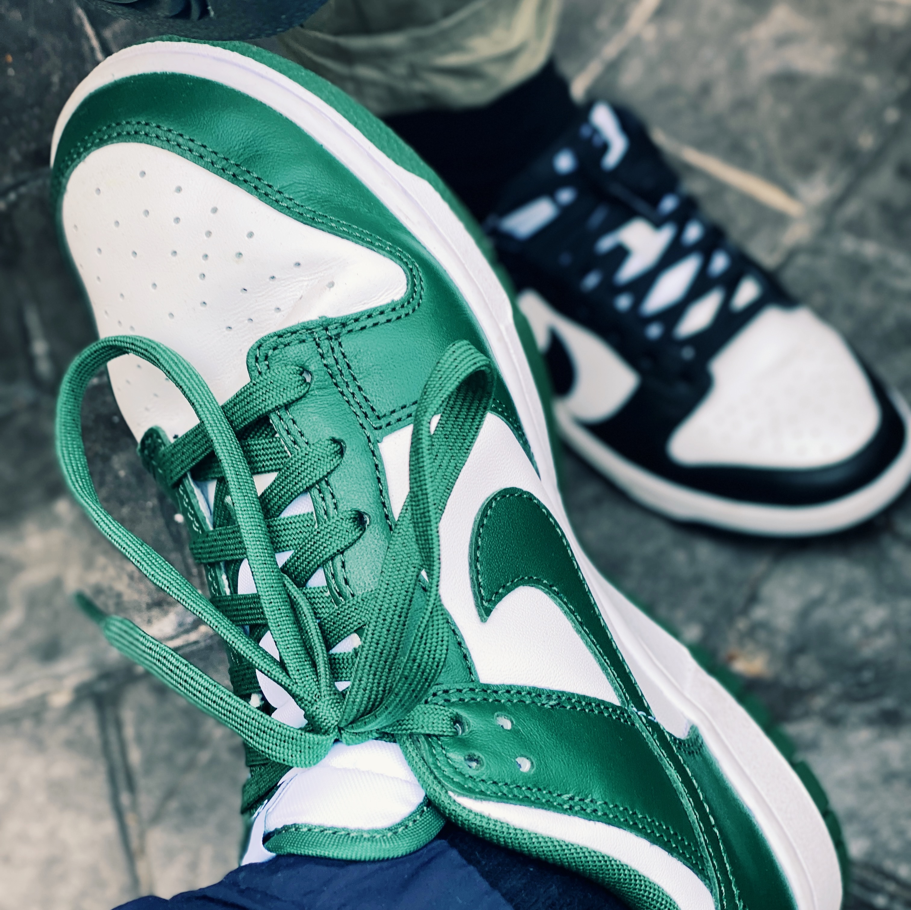 Nike Dunk Low Retro Varsity Green, Nike Dunk Low Retro Black 착용 스타일