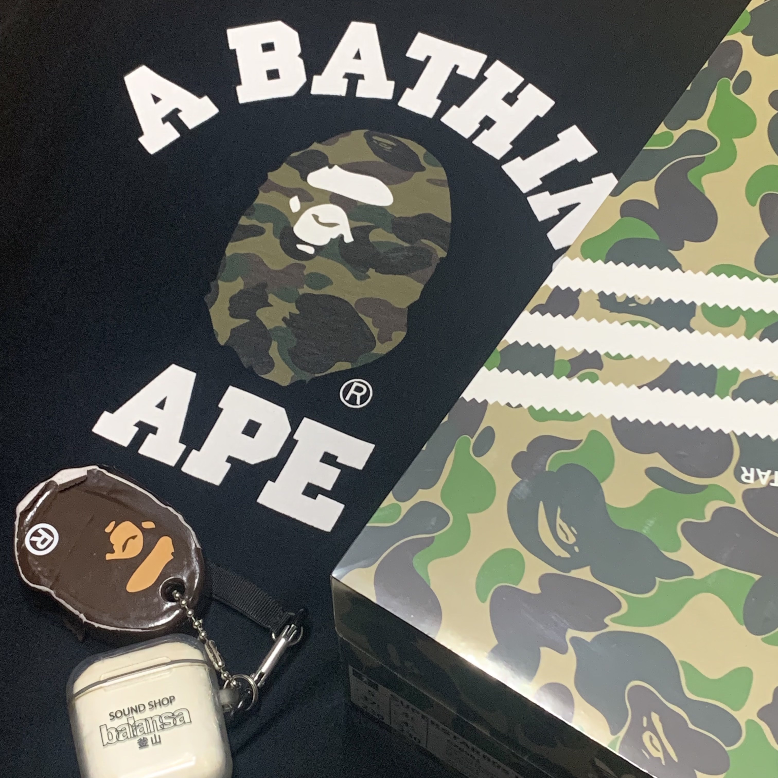 Adidas x BAPE Superstar 80s Green Camo 착용 스타일 - 1