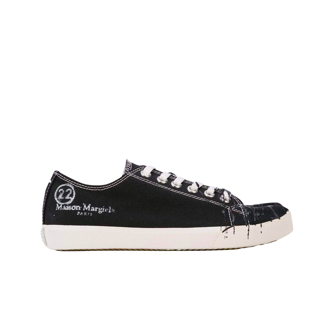 (W) 메종 마르지엘라 타비 페인트 드롭 스니커즈 블랙((W) Maison Margiela Tabi Paint Drop Sneakers Black) - 1