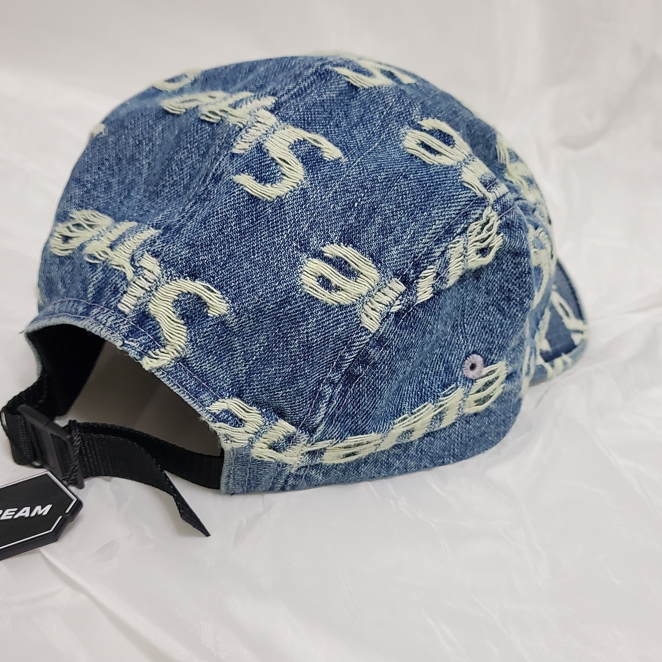 Supreme Frayed Logos Denim Camp Cap Blue - 21SS 착용 스타일 - 3