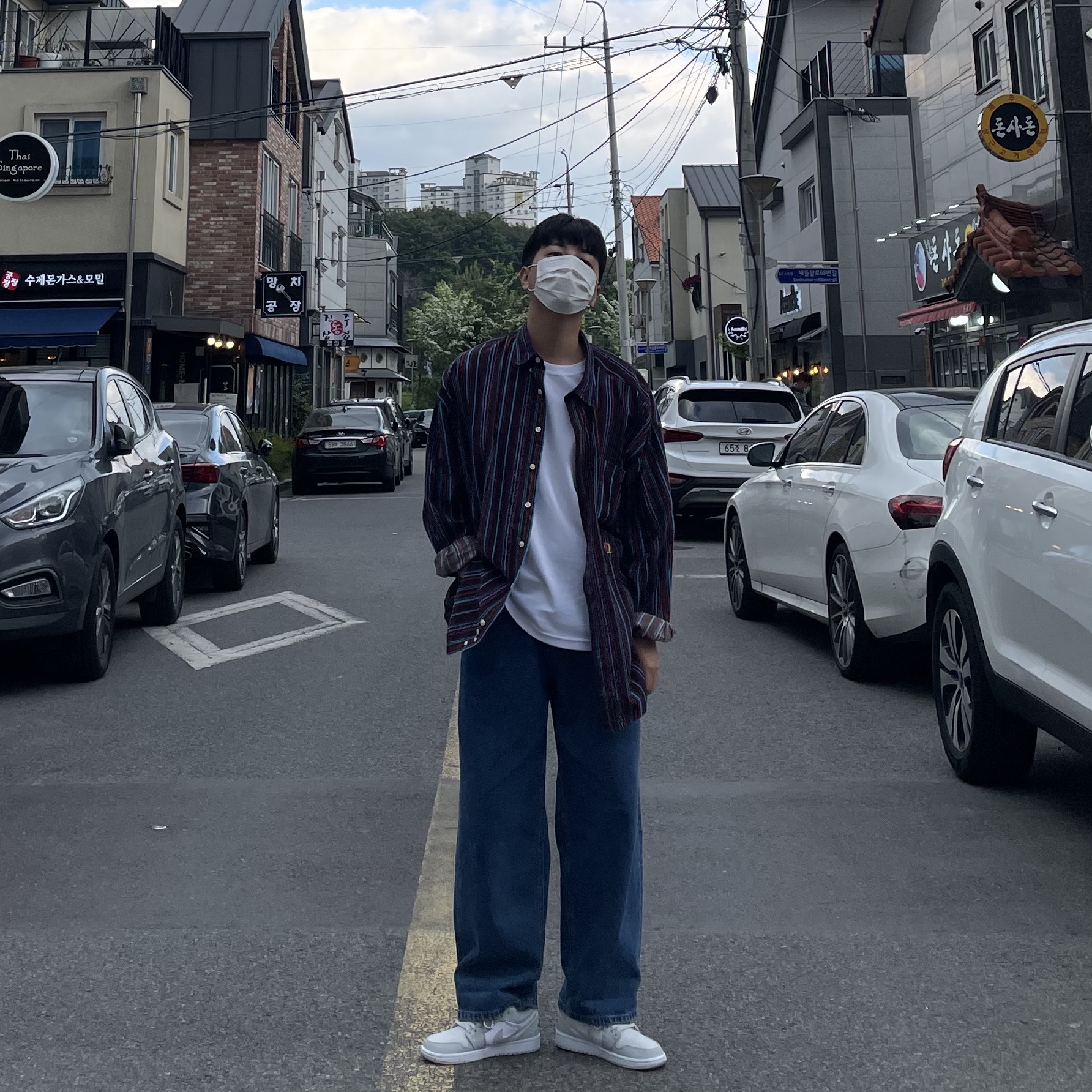 Jordan 1 Low White Camo 착용 스타일