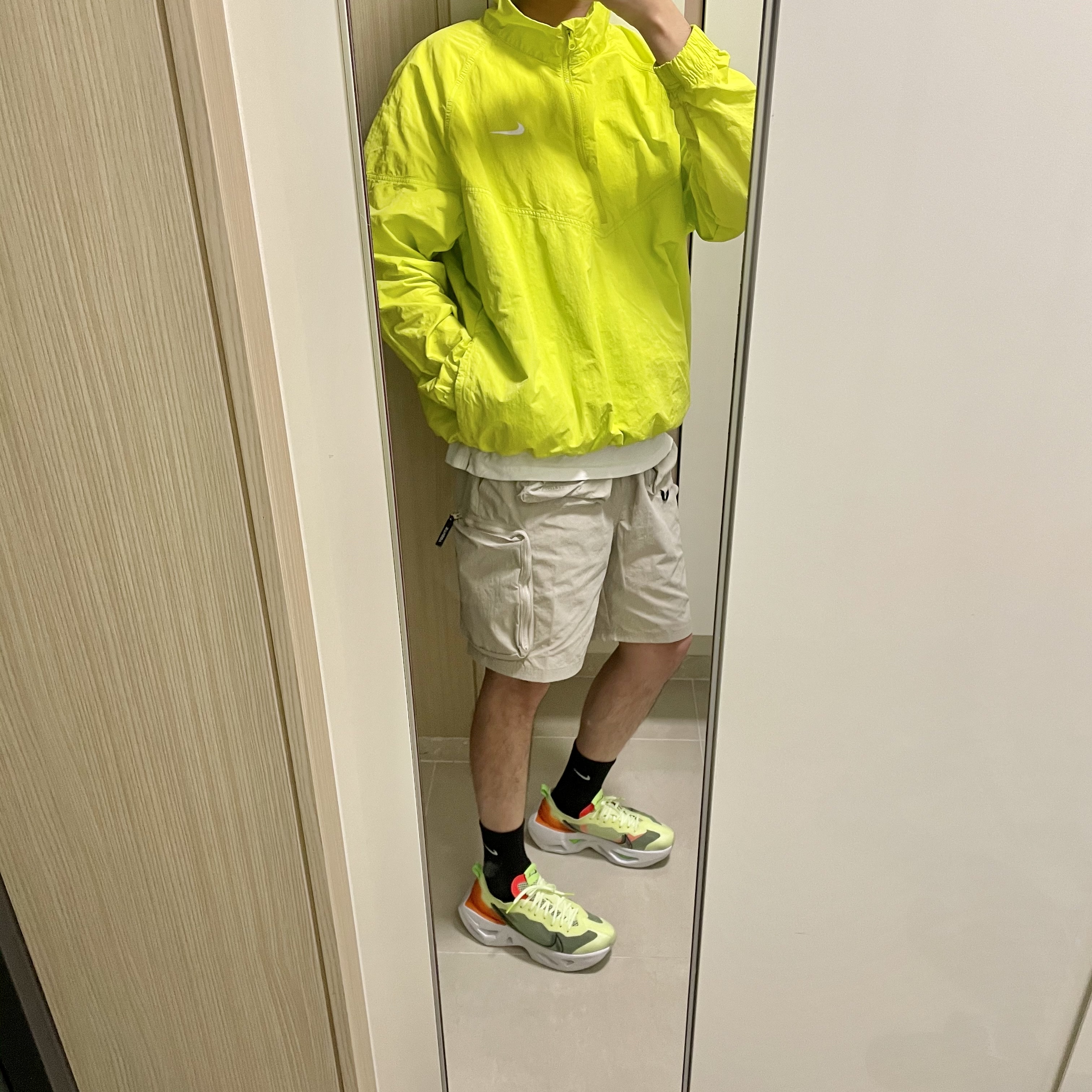 Nike x Stussy Windrunner Jacket Bright Cactus, (W) Nike ZoomX Vista Grind Volt 착용 스타일