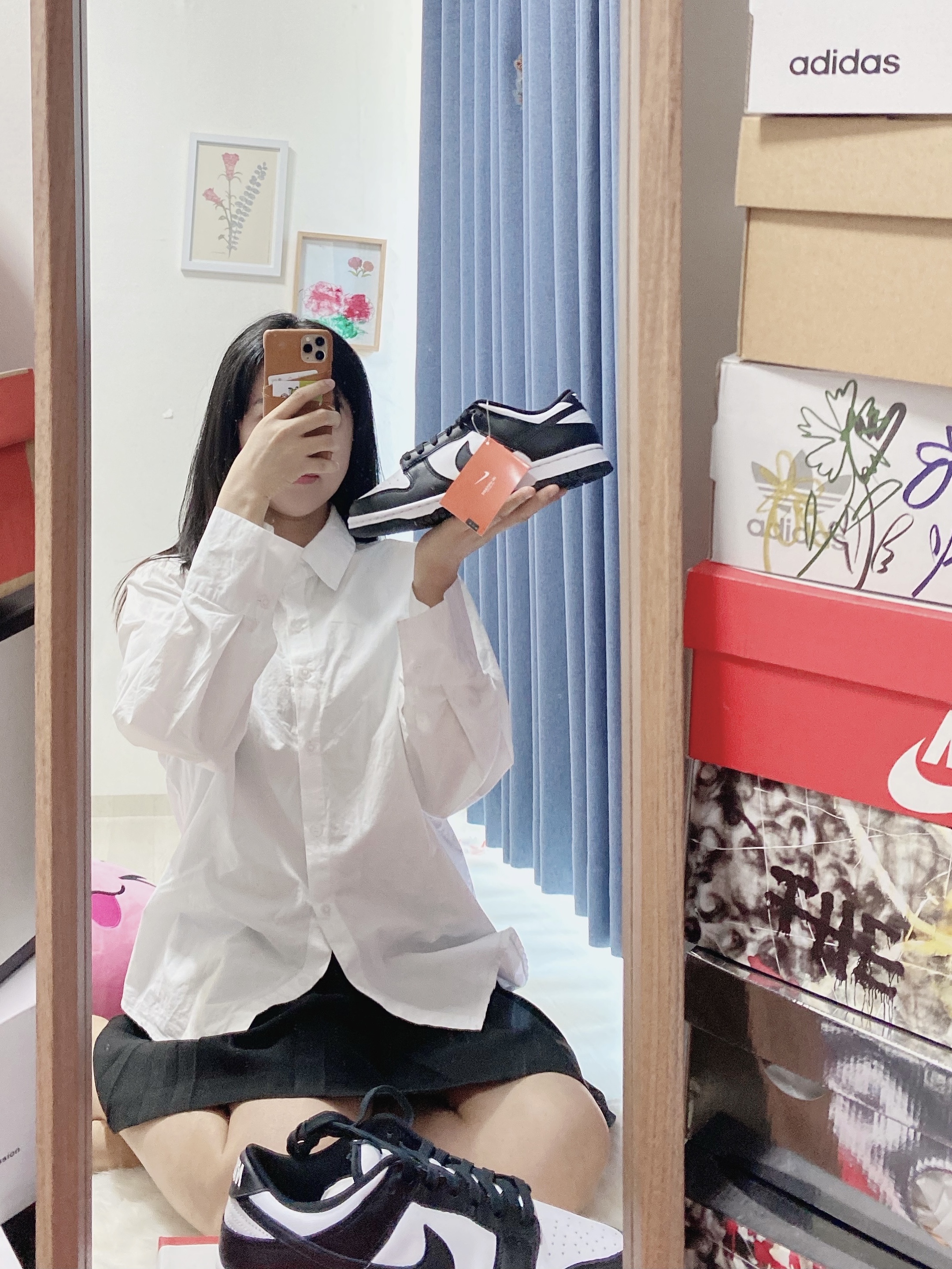 Nike Dunk Low Retro Black 착용 스타일 - 1