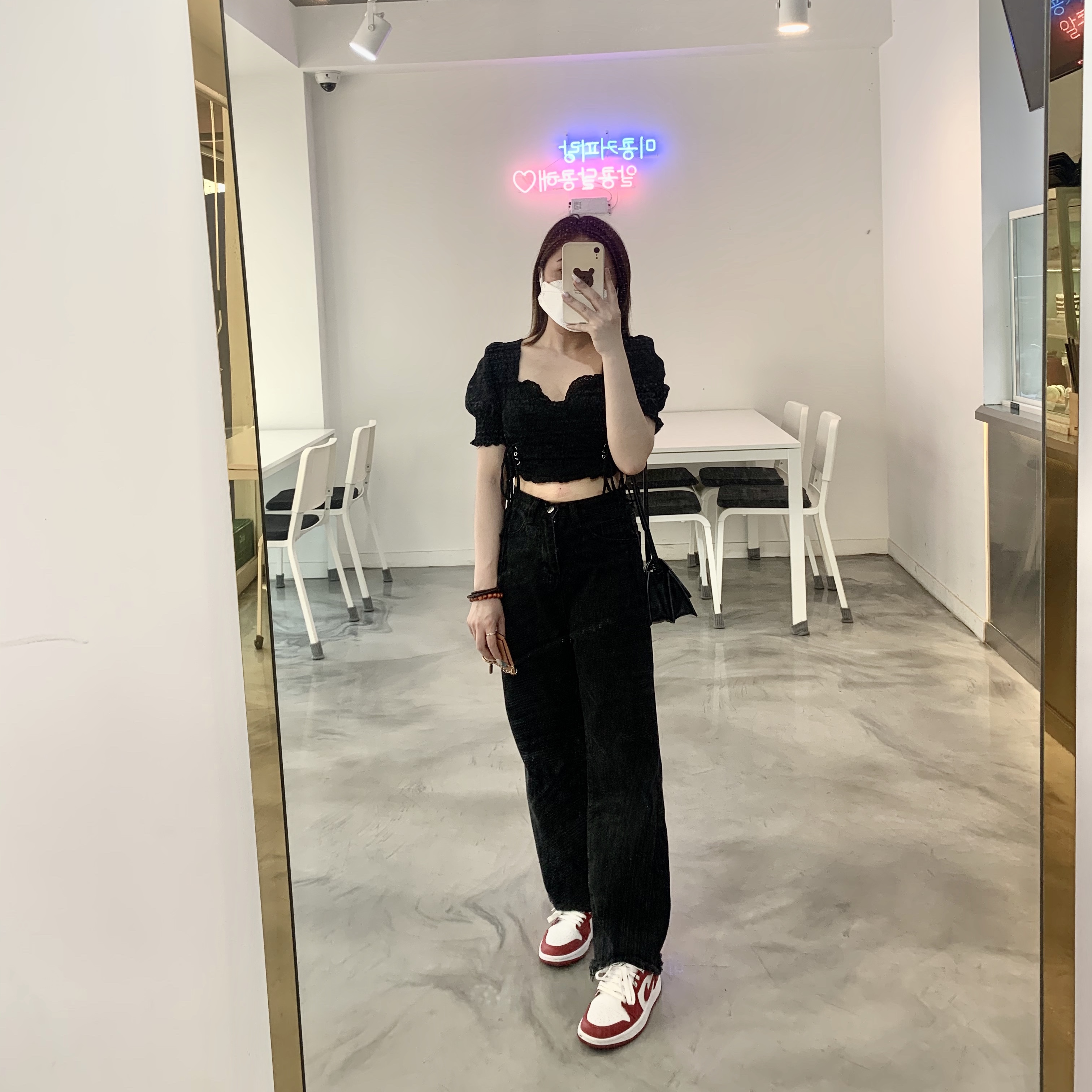 (GS) Jordan 1 Low Gym Red White 착용 스타일