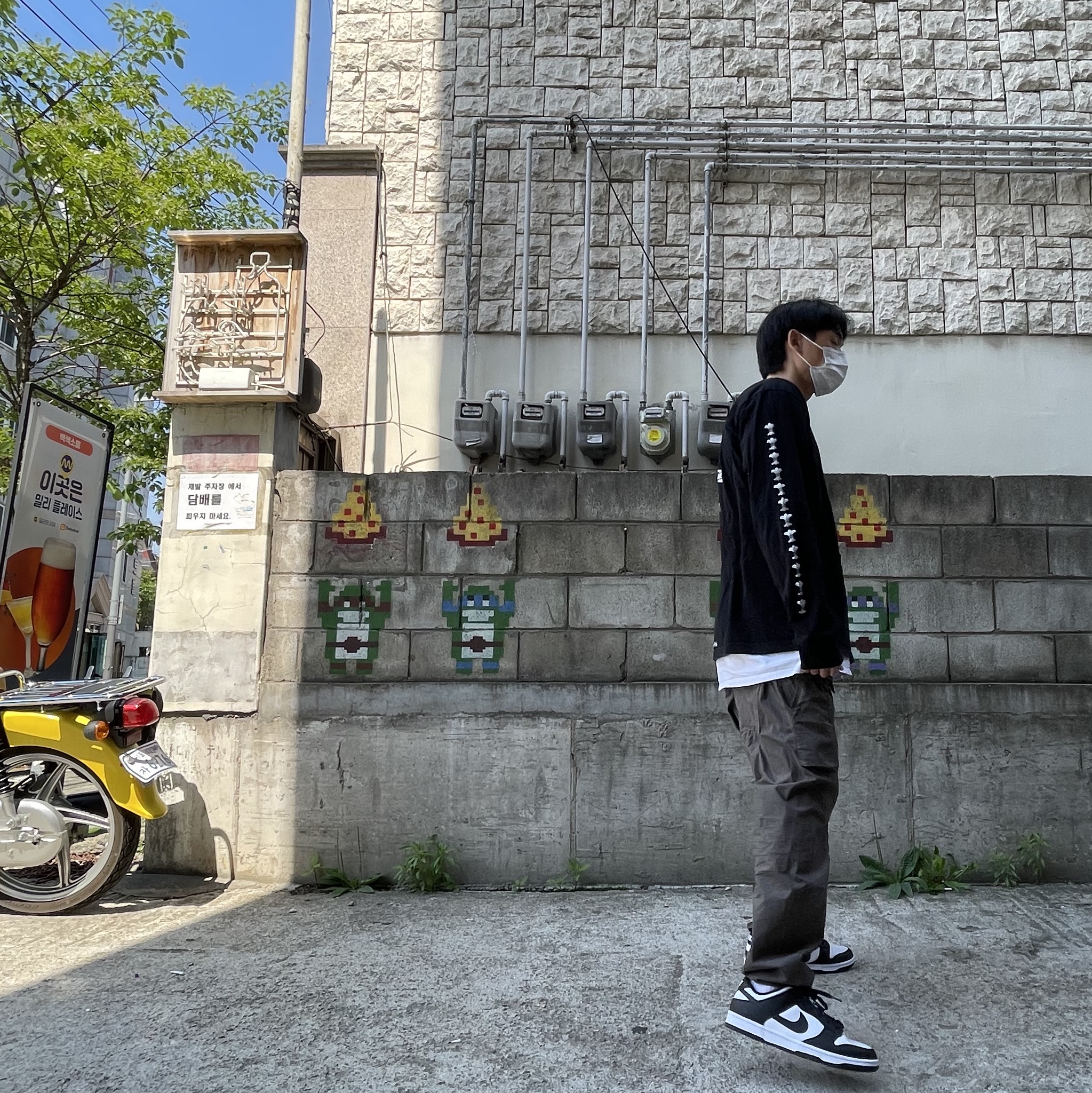 Nike Dunk Low Retro Black 착용 스타일 - 2