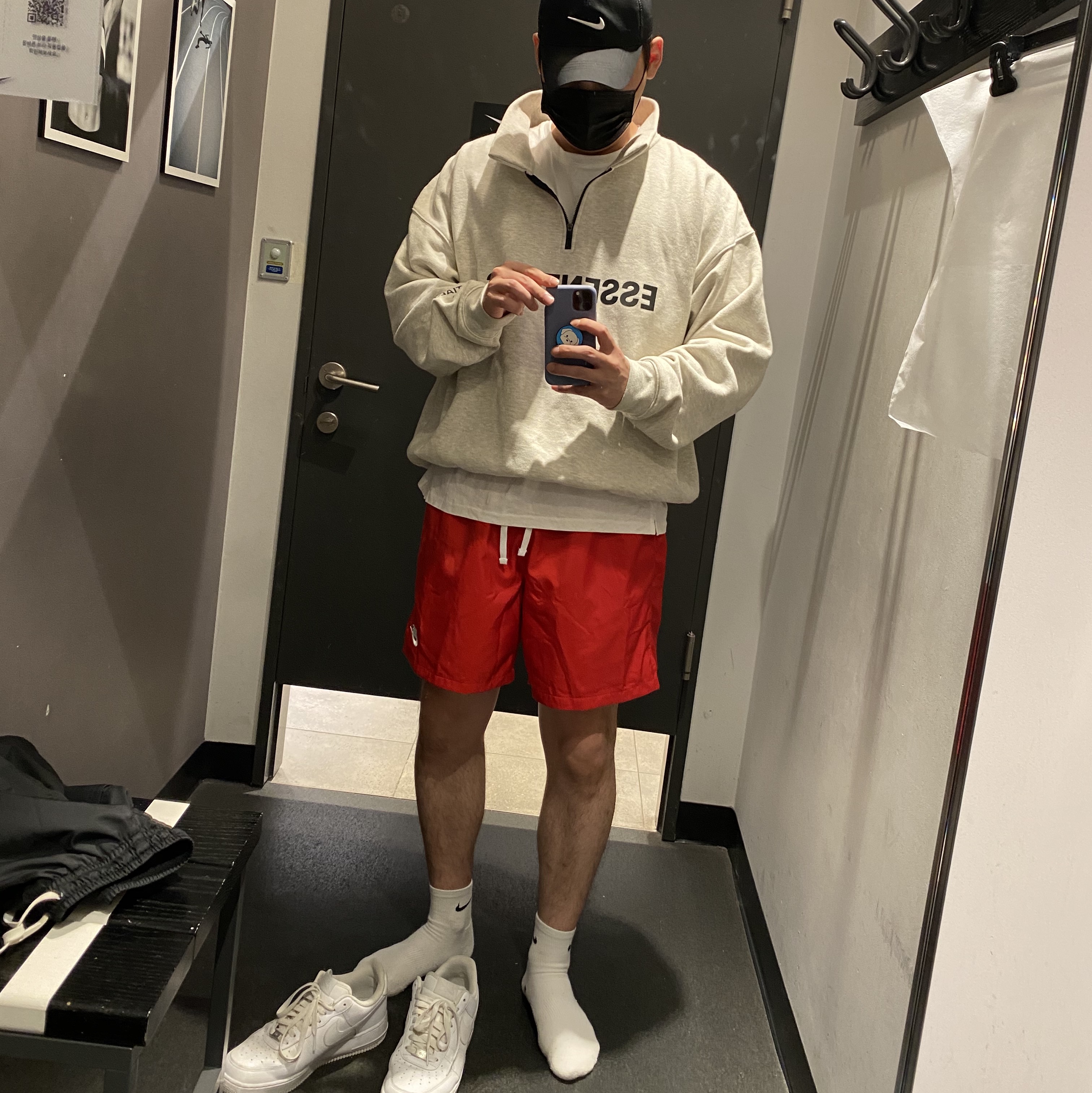 Essentials Half-Zip Pullover Oatmeal/Oatmeal Heather/Light Heather Oatmeal 2020, Nike Air Force 1 '07 Low White 착용 스타일