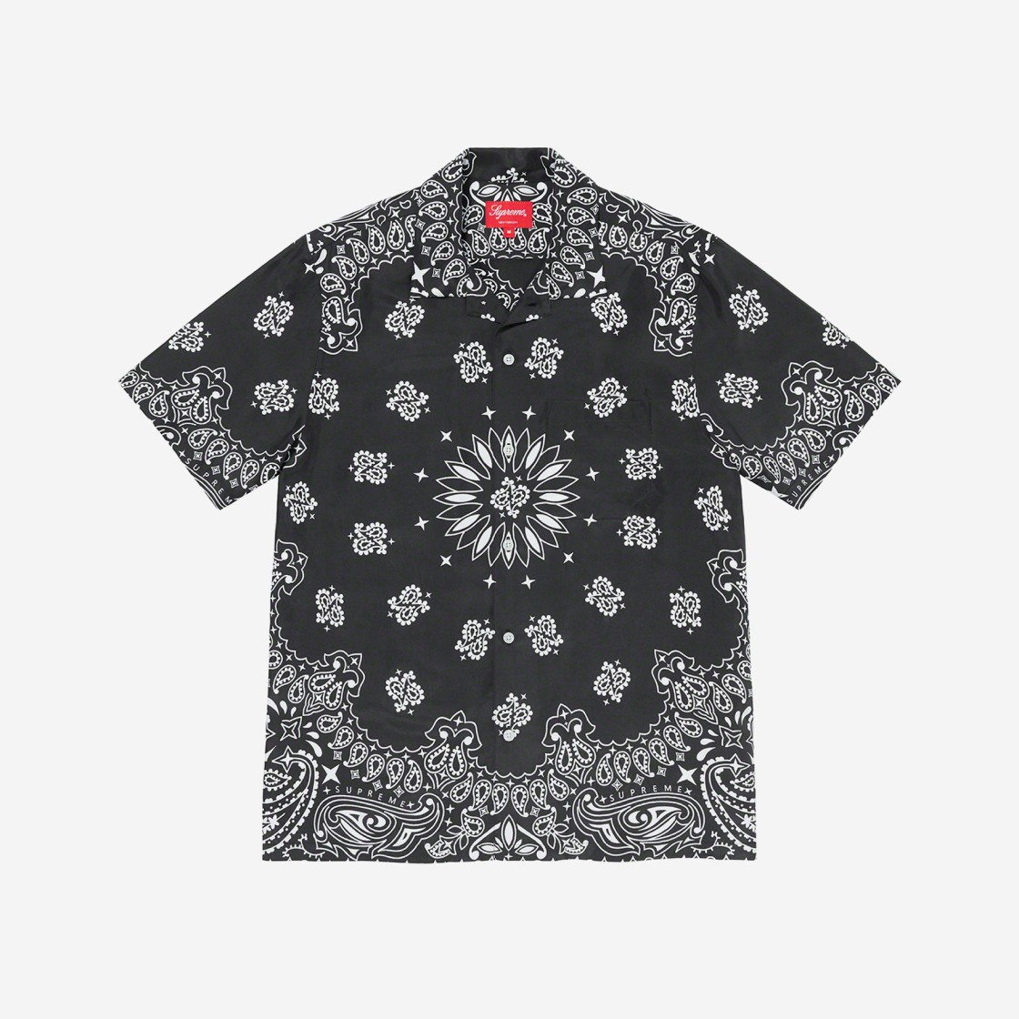 Supreme Bandana Silk S/S Shirt Black - 21SS 상세 이미지 1