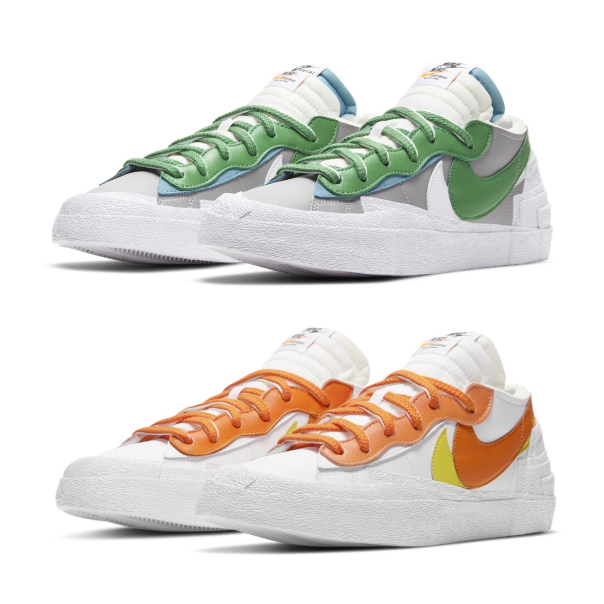 Nike x Sacai Blazer Low Classic Green, Nike x Sacai Blazer Low Magma Orange 착용 스타일 - 2