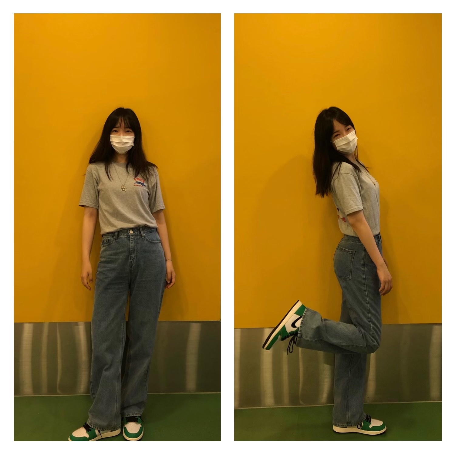 (W) Jordan 1 Retro High OG Lucky Green 착용 스타일 - 1
