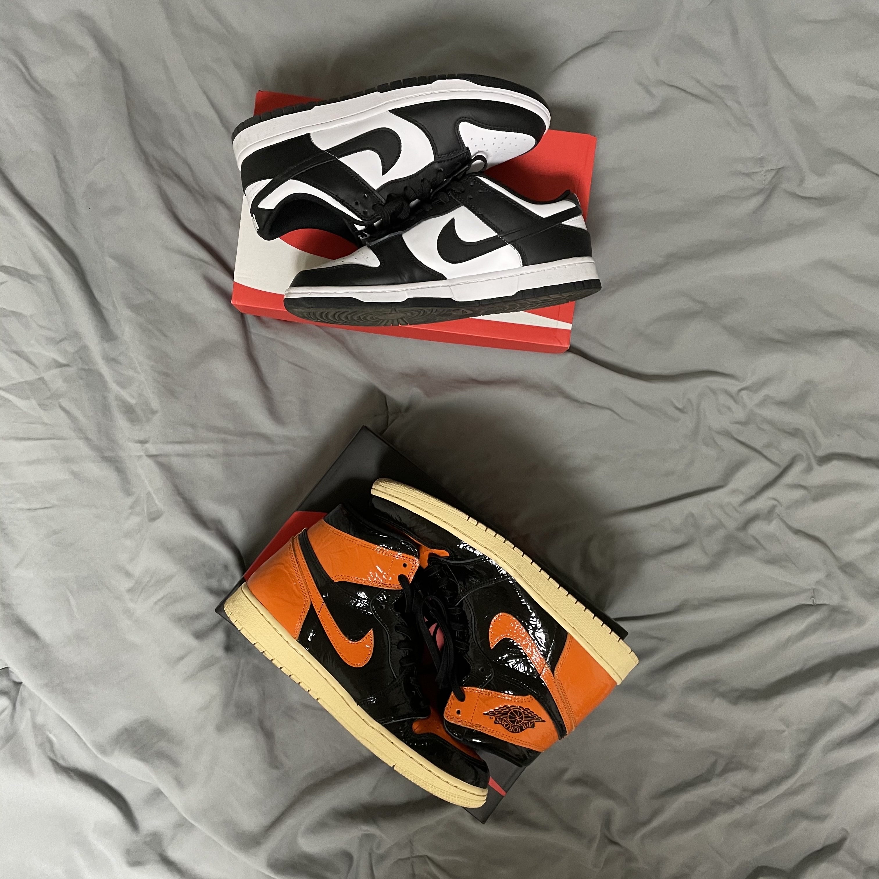 Jordan 1 Retro High Shattered Backboard 3.0, Nike Dunk Low Retro Black 착용 스타일