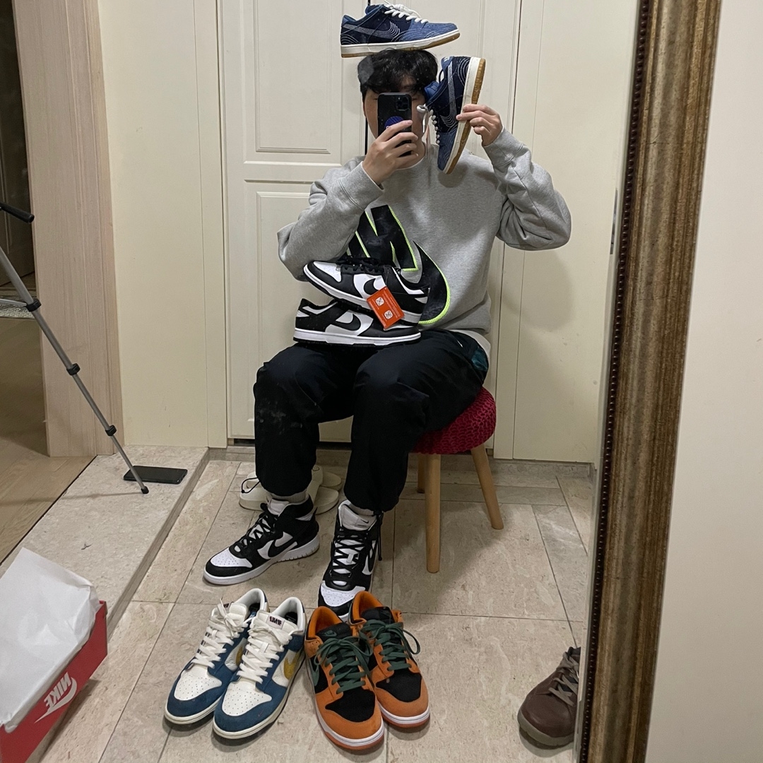 Nike Dunk Low Retro Black, Nike SB Dunk Low Pro Mystic Navy 착용 스타일 - 2