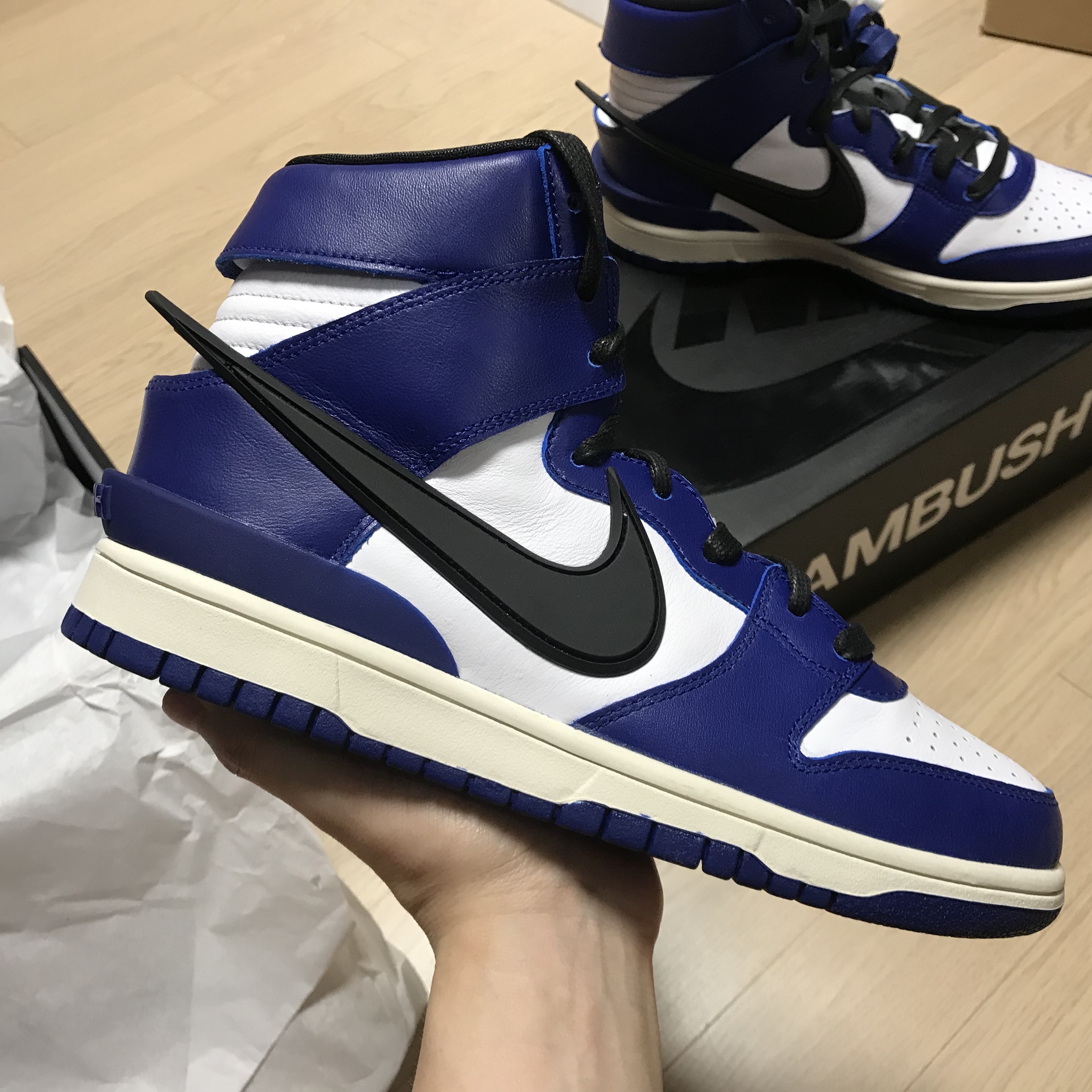 Nike x Ambush Dunk High Deep Royal Blue 착용 스타일