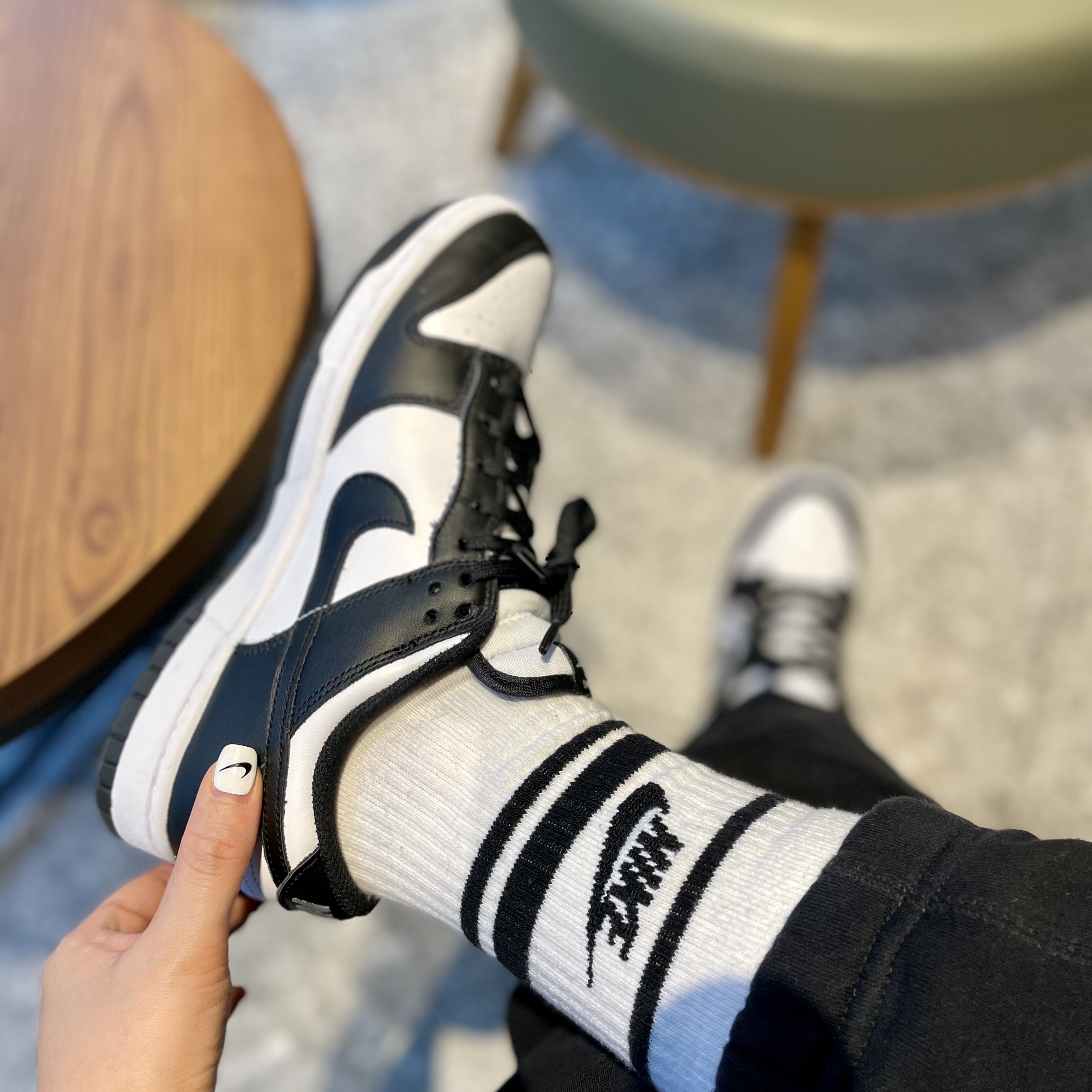 Nike Dunk Low Retro Black, (W) Nike Dunk Low Black 착용 스타일