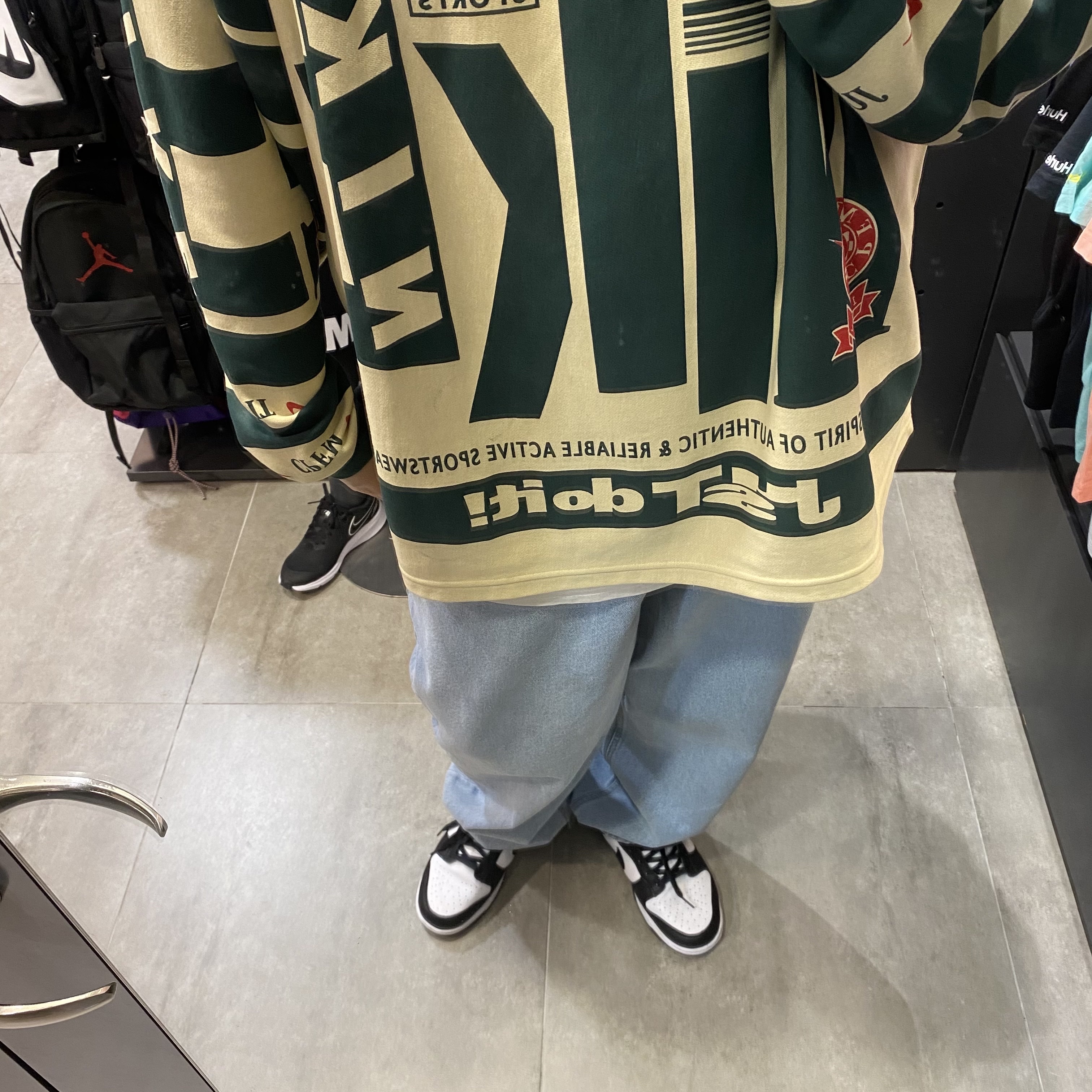 Nike x Cactus Plant Flea Market Long Sleeve Polo Natural - Asia, Nike Dunk Low Retro Black 착용 스타일 - 1