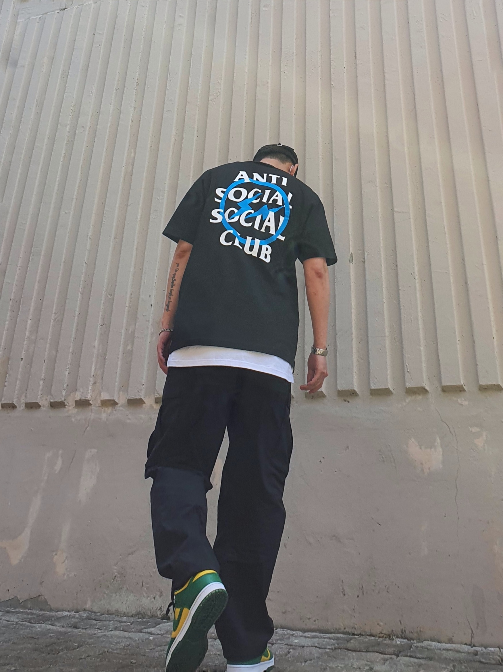 Anti Social Social Club x Fragment Blue Bolt T-Shirt, Nike Dunk Low SP Brazil 2020 착용 스타일