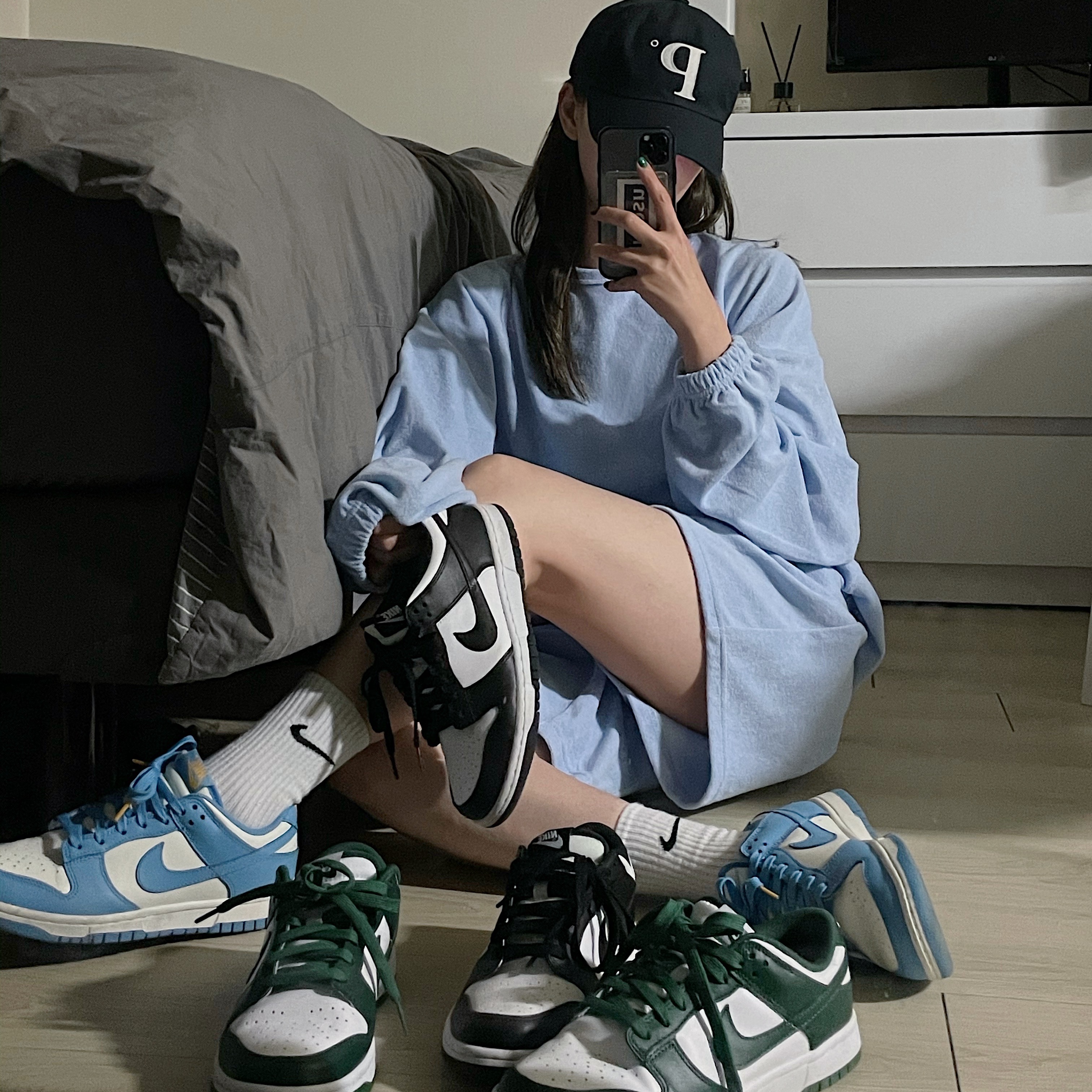 (GS) Nike Dunk Low Black, (W) Nike Dunk Low Coast 착용 스타일 - 1