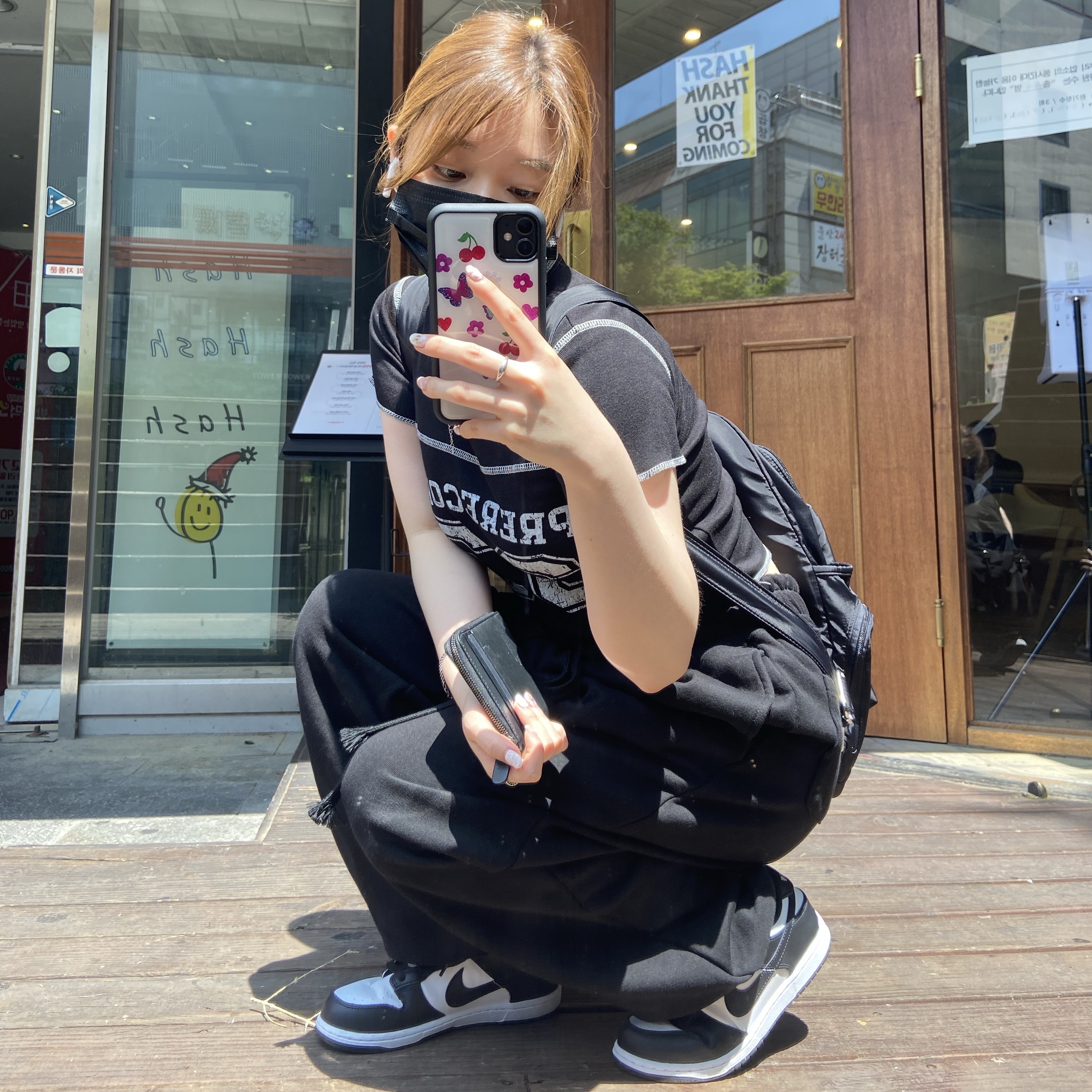 (W) Nike Dunk Low Black 착용 스타일