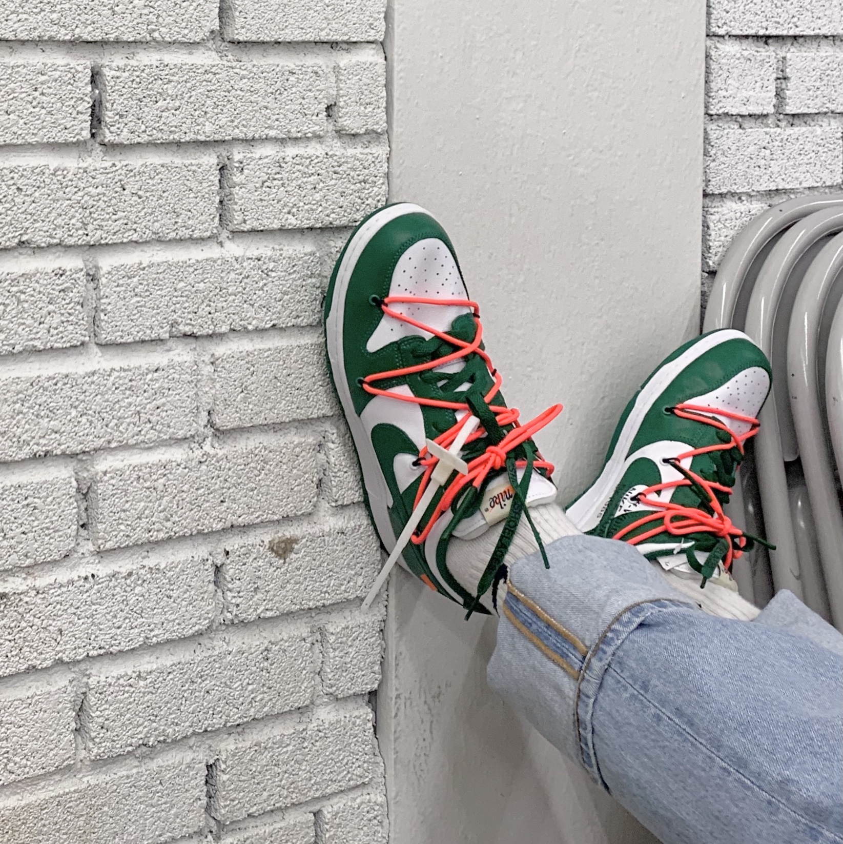 Nike x Off-White Dunk Low Pine Green 착용 스타일
