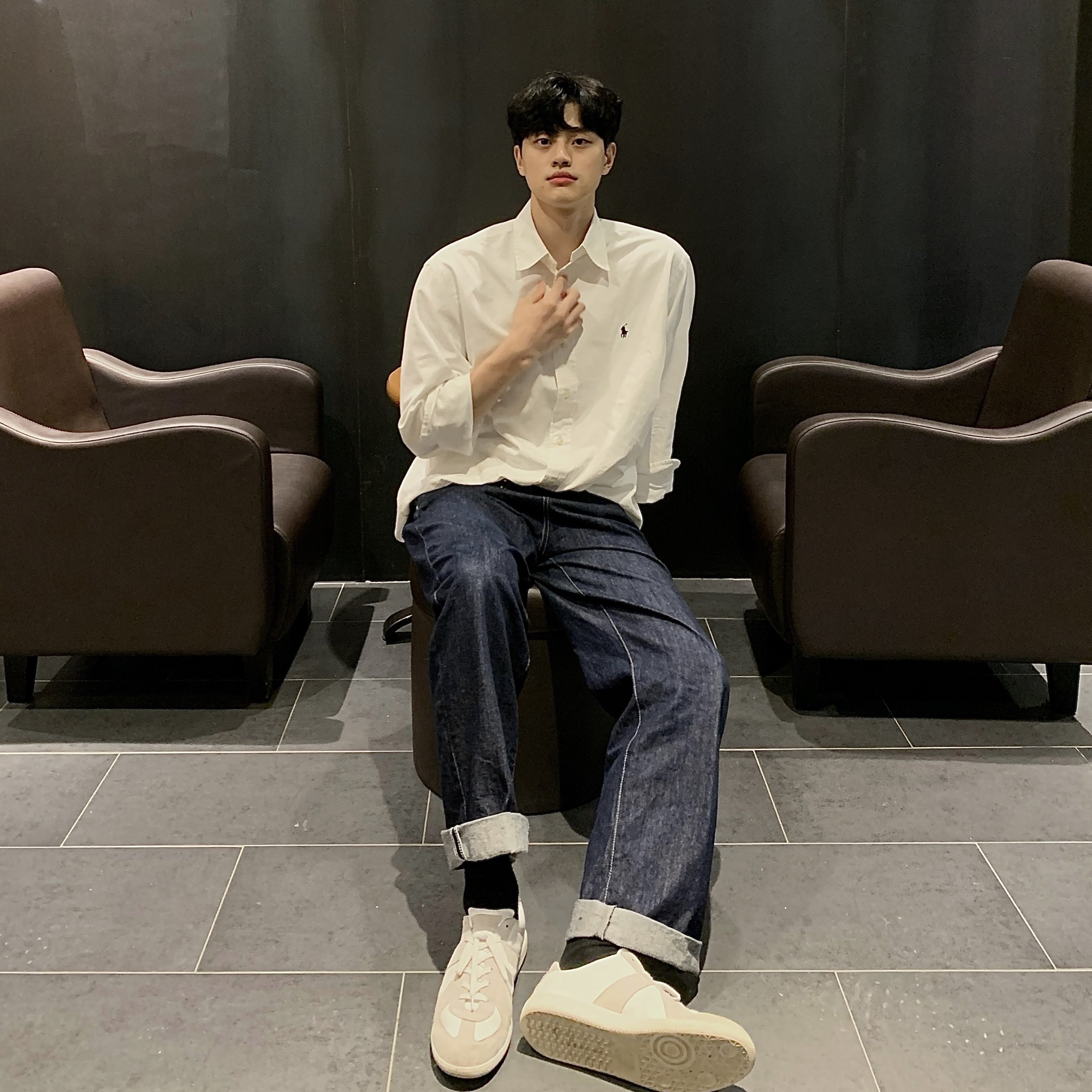 Maison Margiela Calfskin Replica Sneakers White 착용 스타일