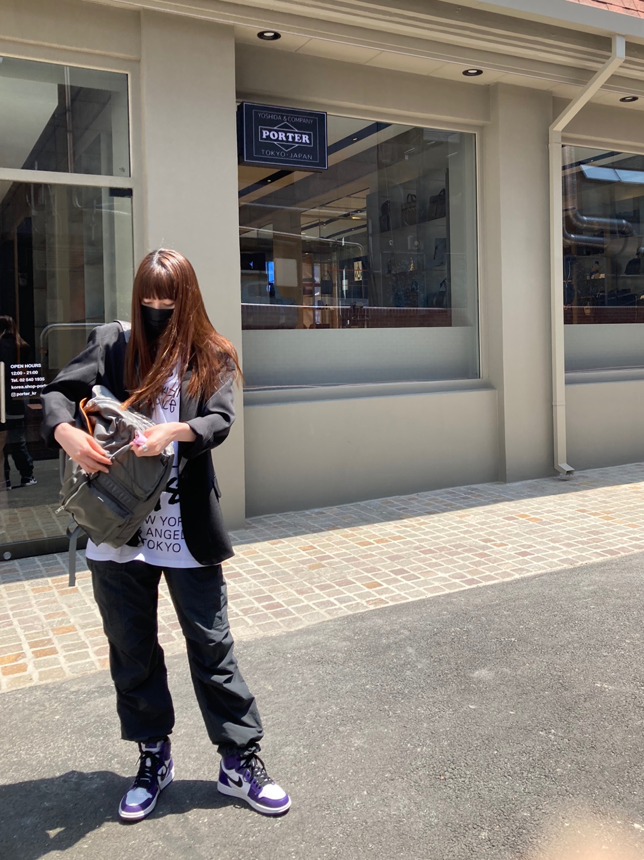 Stussy x Takahiromiyashita The Soloist 40 WT T-Shirt, Jordan 1 Retro High OG Court Purple 2020 착용 스타일 - 2