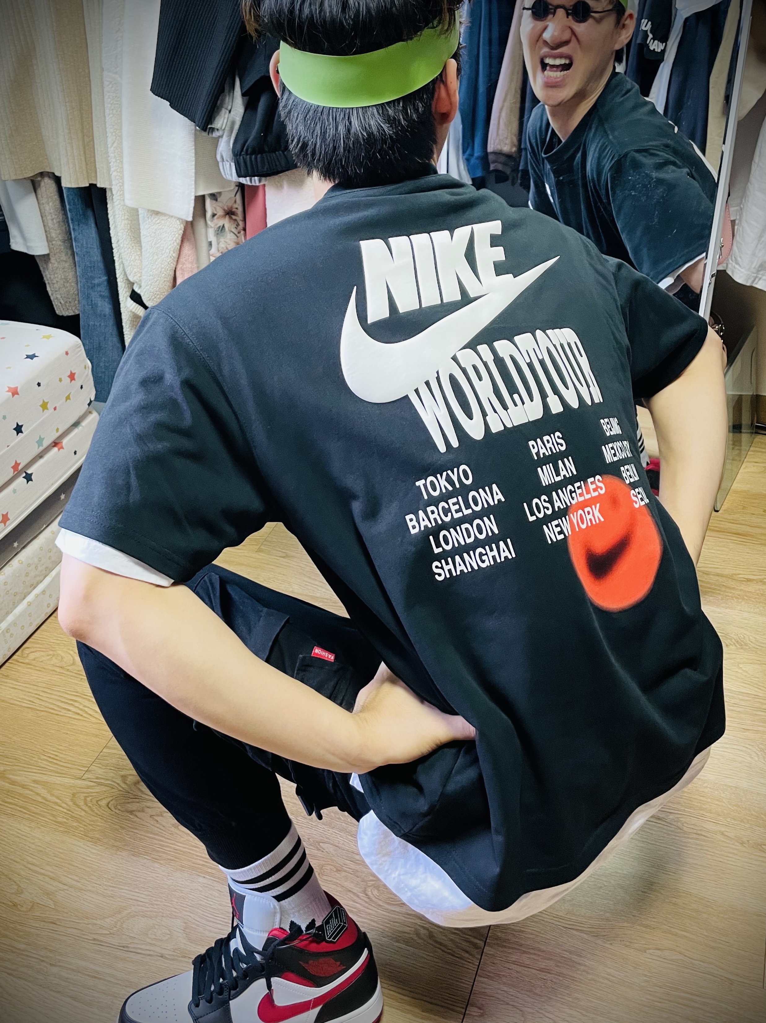 Jordan 1 Mid Gym Red Black White 착용 스타일