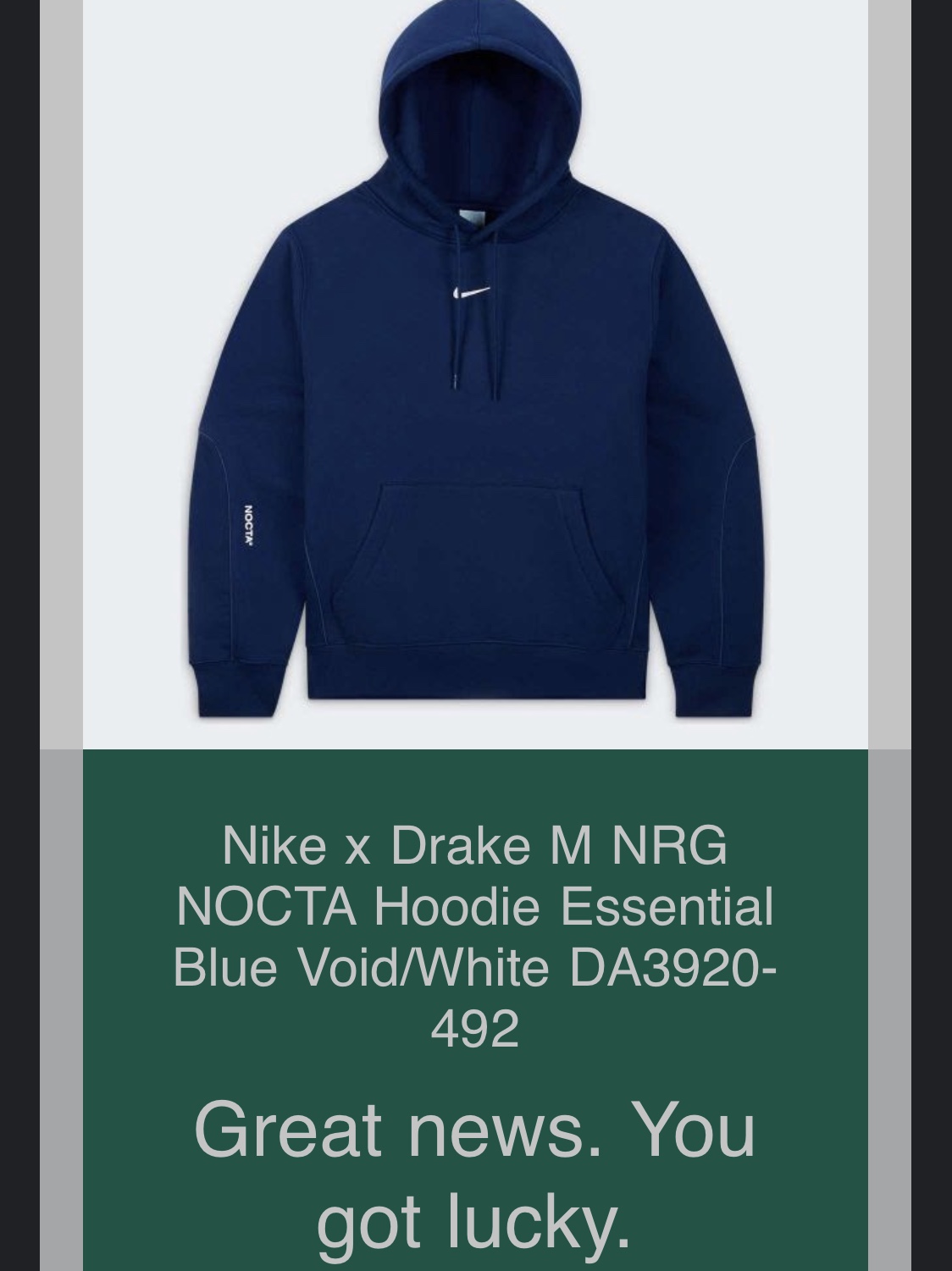 Nike x Drake Nocta Cardinal Stock Essential Hoodie Navy - US/EU 착용 스타일