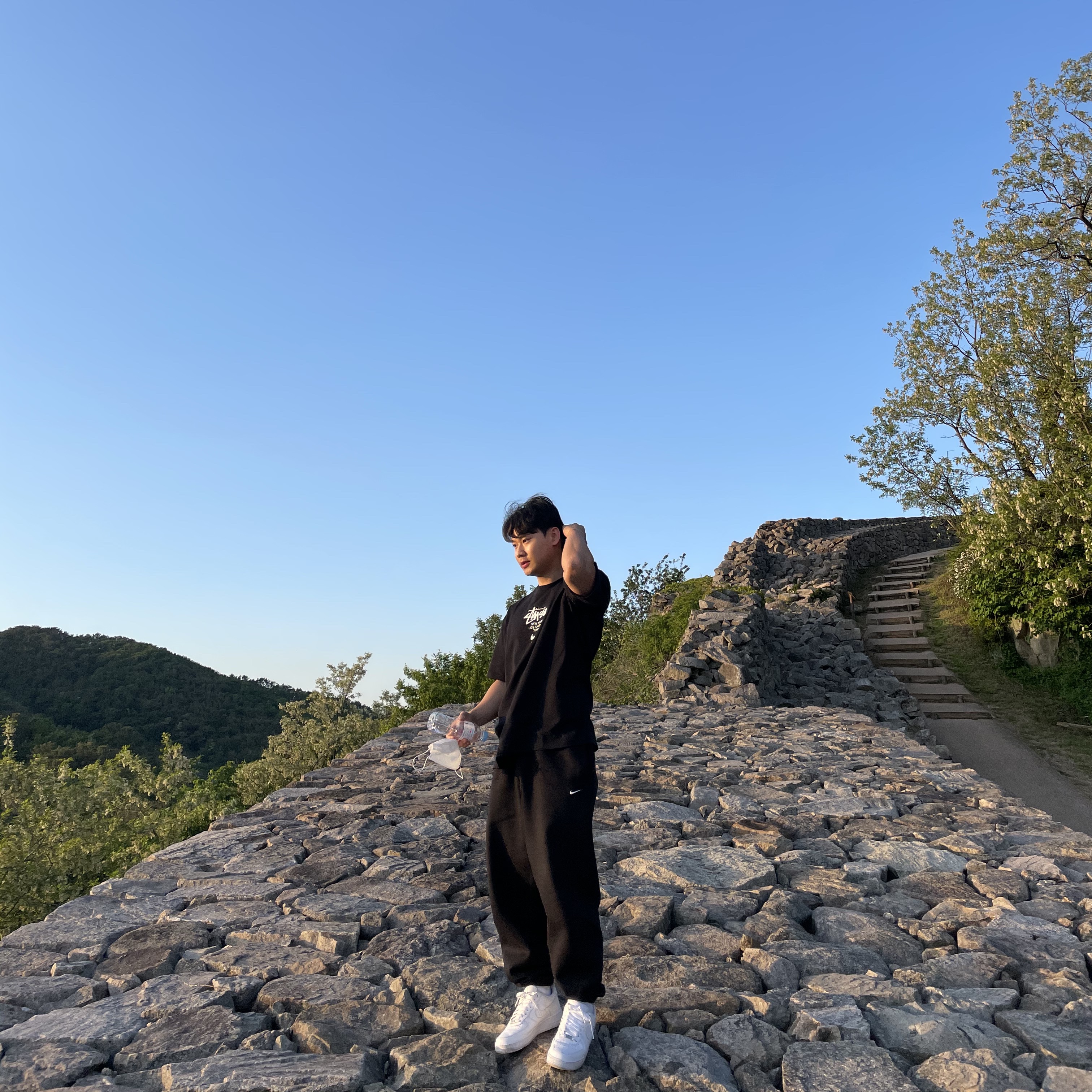 Nike x Stussy WT T-Shirt Black - US/EU, Nike NRG Solo Swoosh Fleece Pants Black - US/EU 착용 스타일