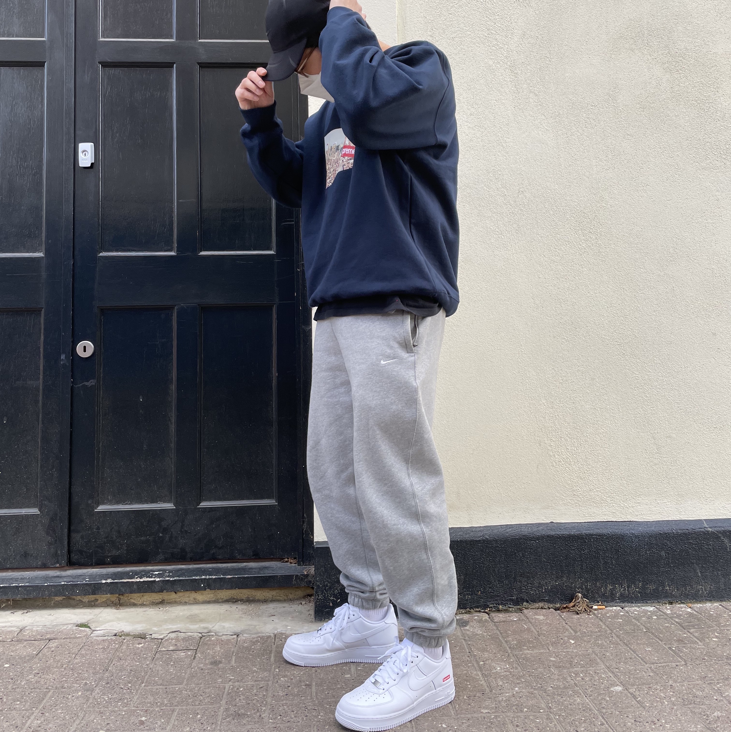 Nike x Drake Nocta NRG AU L91 Cap, Supreme Aerial Crewneck Navy - 20FW 착용 스타일