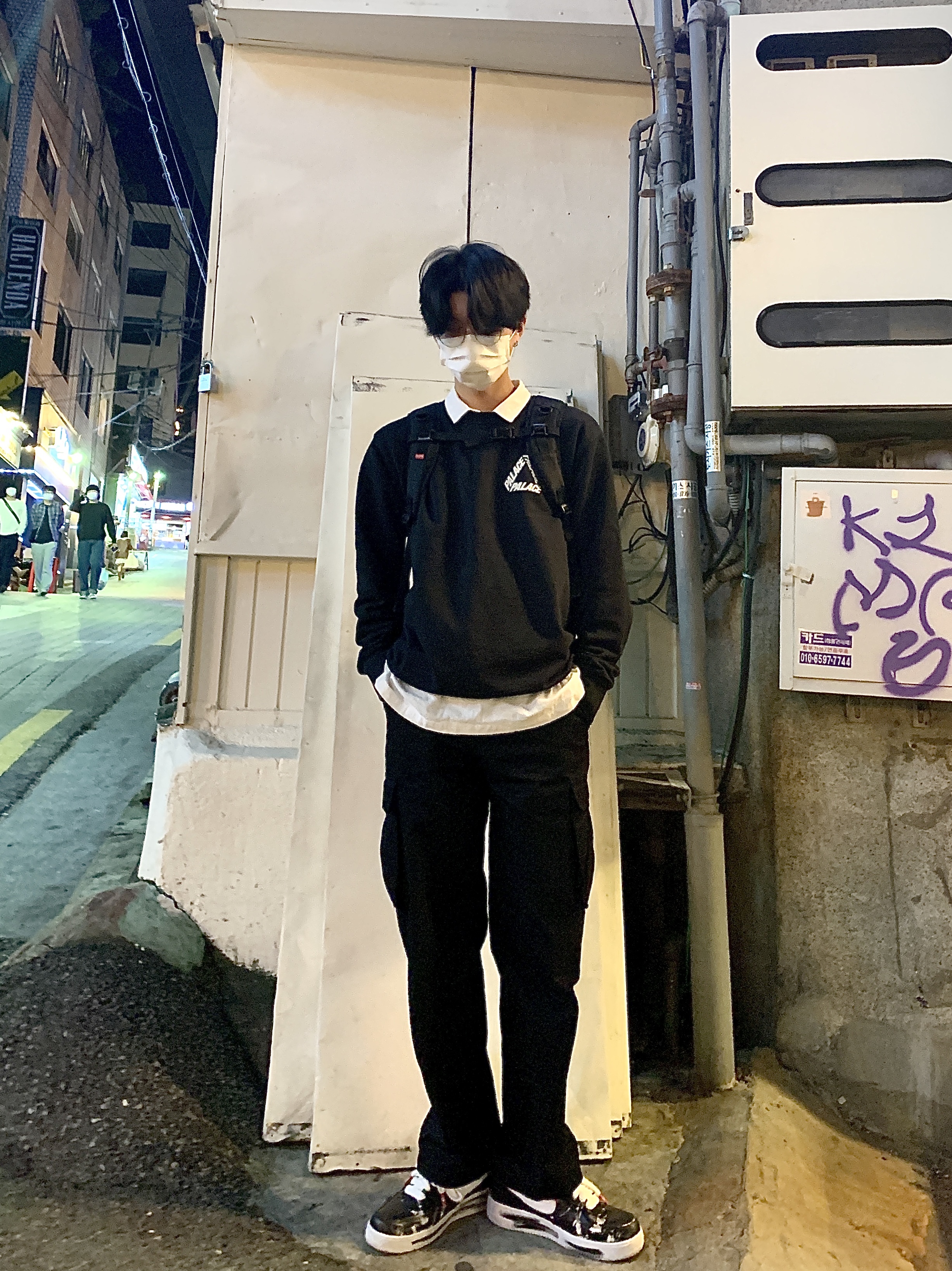 Nike x Peaceminusone Air Force 1 Low Para-Noise, Supreme Backpack Black - 18FW 착용 스타일