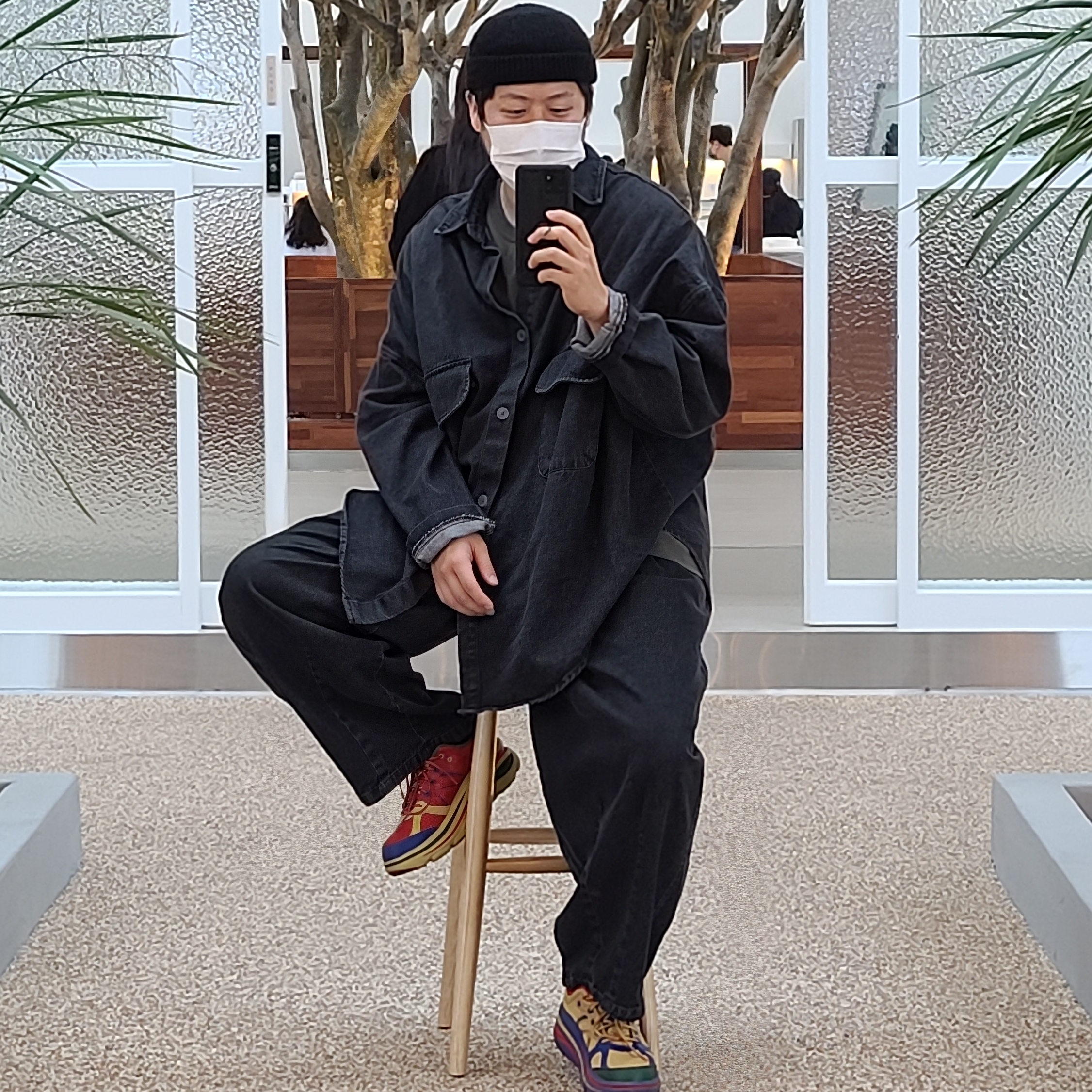 Hoka x Engineered Garments Bondi B Multi-Color 착용 스타일