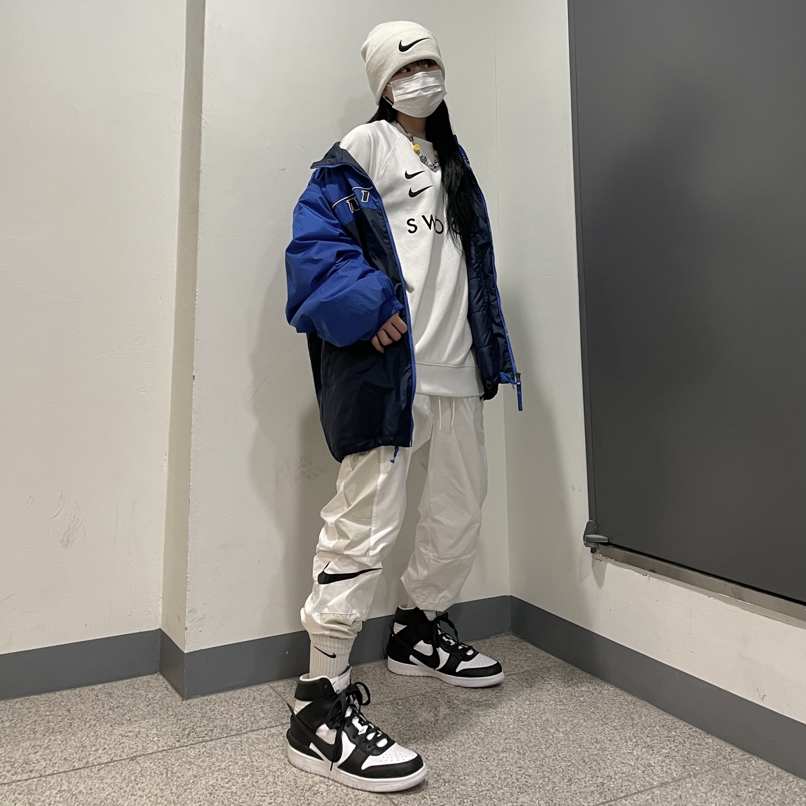 Nike x Ambush Dunk High Black, Nike x Stussy Cuff Beanie White 착용 스타일 - 2