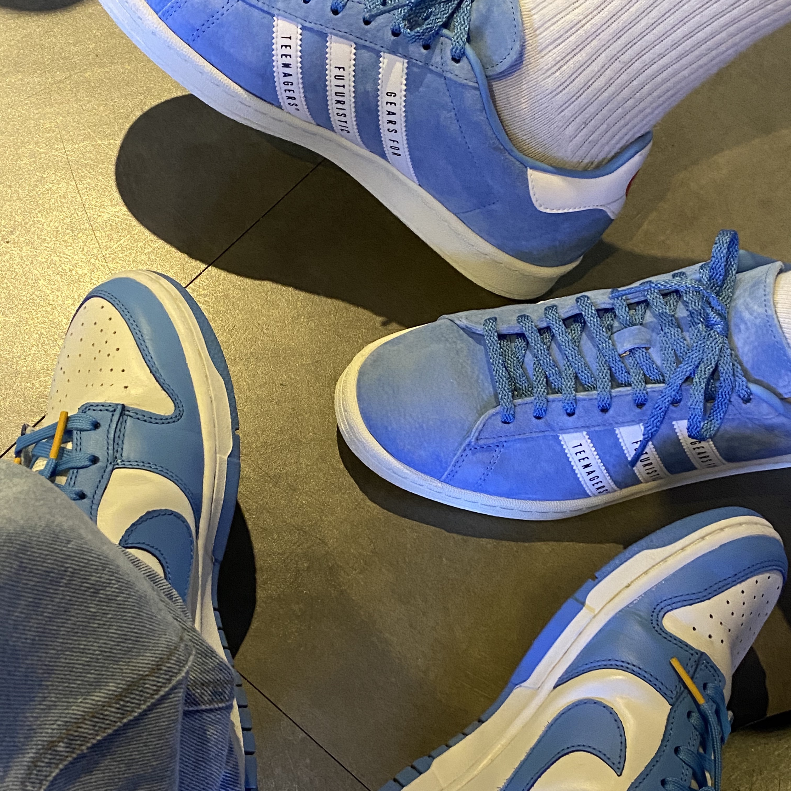 (W) Nike Dunk Low Coast, Adidas x Human Made Campus Light Blue 착용 스타일